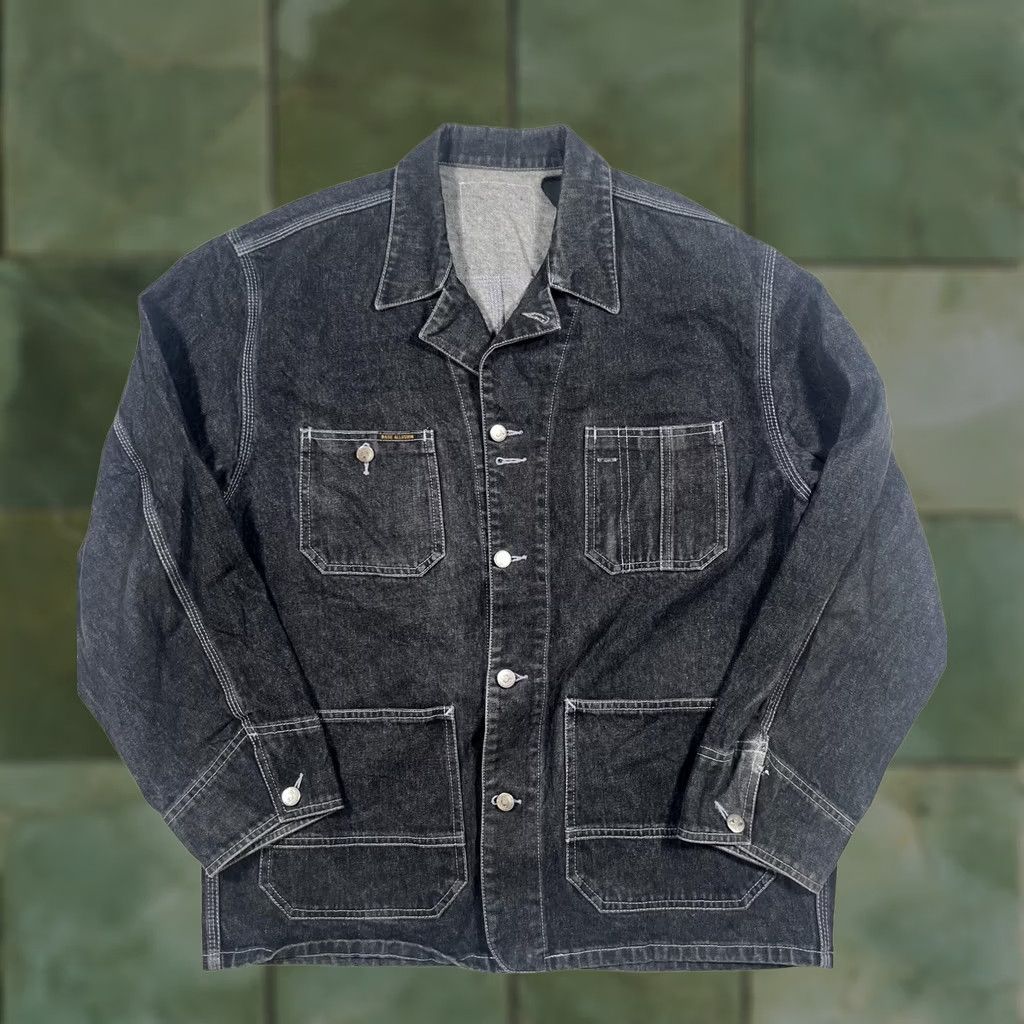 Denime Base Allusion Jacket Mens Medium Gray Denim Military Workwear Casual Button Size US M / EU 48-50 / 2 - 1 Thumbnail