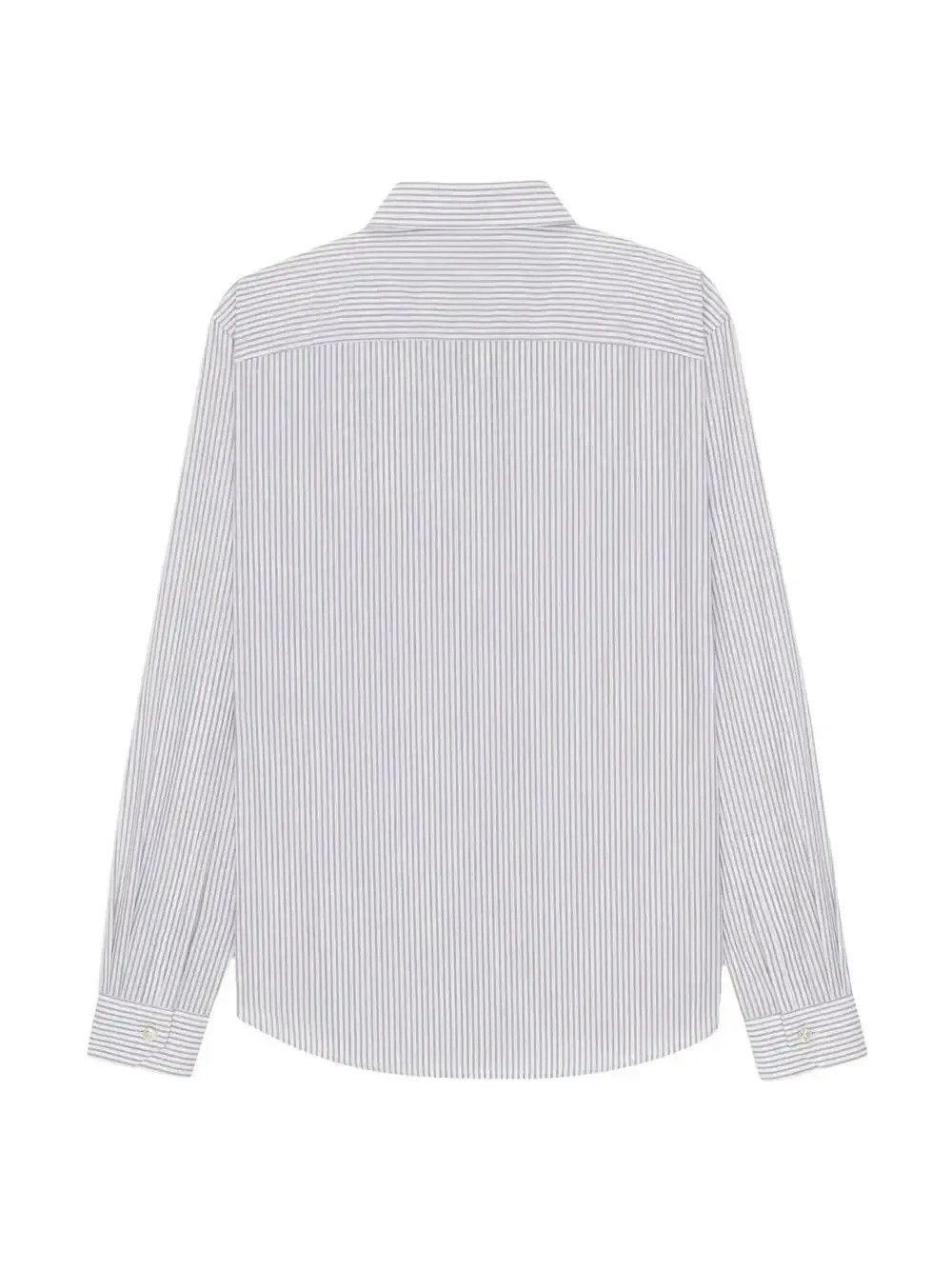 Saint Laurent Paris o1s1wg111124 Cassandre Shirt in Striped Cotton Gray & White Size M / US 6-8 / IT 42-44 - 2 Thumbnail