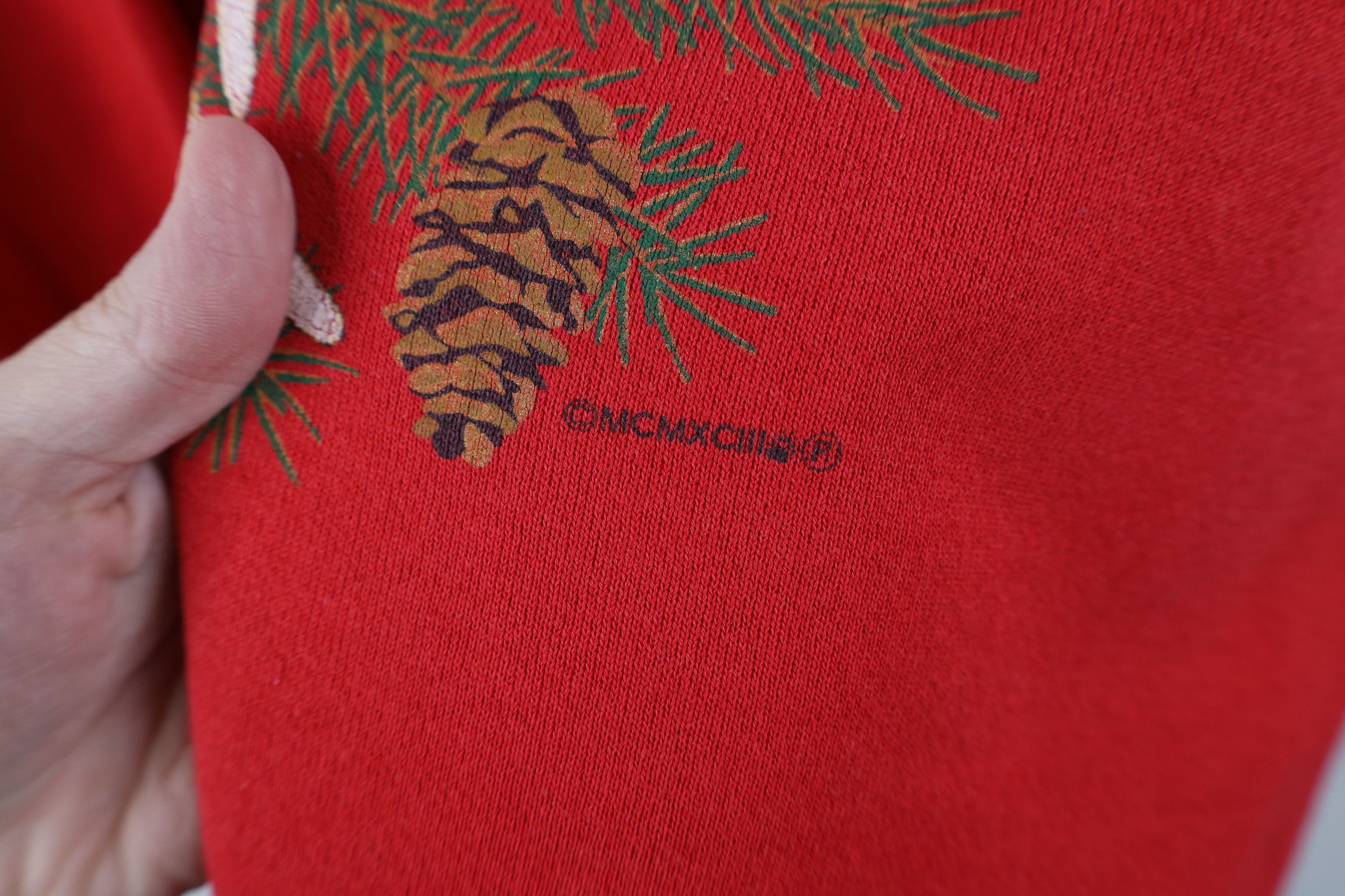 Vintage Vintage 90s Christmas Dove Peace On Earth Sweatshirt Red USA Size XL / US 12-14 / IT 48-50 - 5 Thumbnail