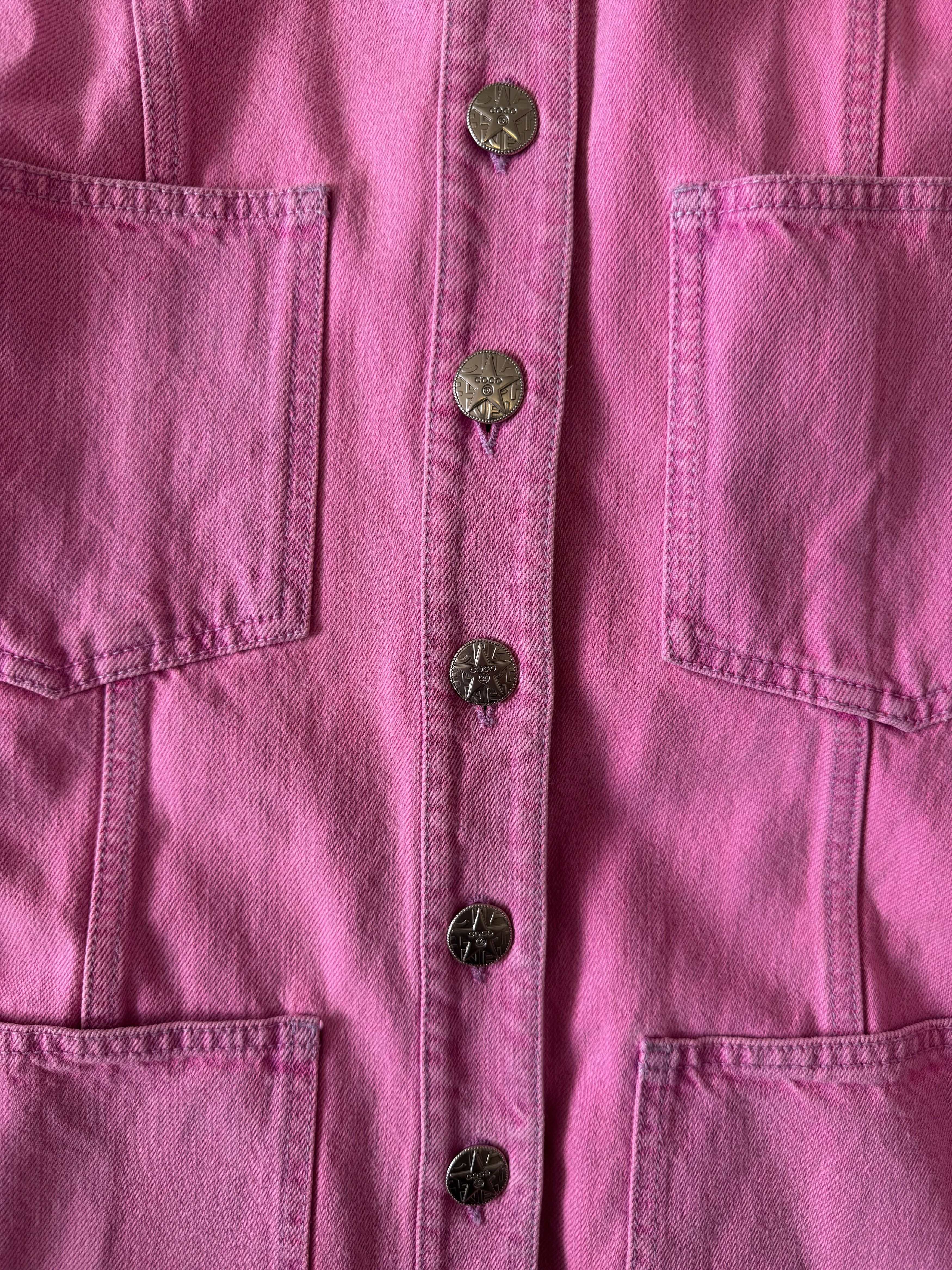Chanel Chanel SS 2021 Runway CC Pink Camelia Denim Jacket 34 Size XS / US 0-2 / IT 36-38 - 15 Thumbnail