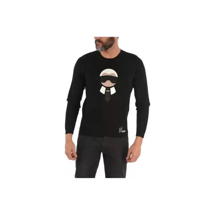 Fendi FENDI Black Long Sleeve Graphic Sweatshirt 0079 Size US XL / EU 56 / 4 - 1 Thumbnail