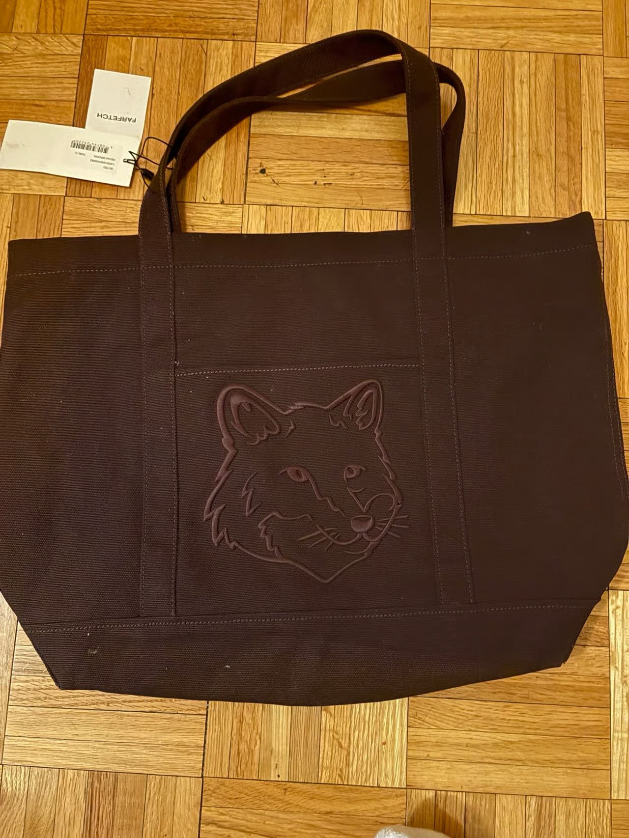 Maison Kitsune Fox Head Large Brown Tote Size ONE SIZE - 1 Thumbnail