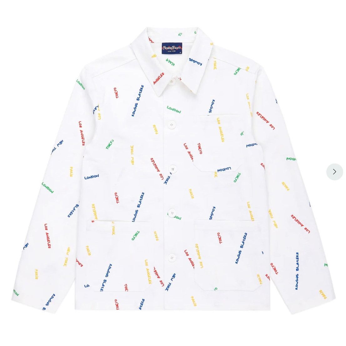 Rowing Blazers Rowing Blazers Cities Embroidered Chore Coat White Large NWT Size US L / EU 52-54 / 3 - 1 Thumbnail