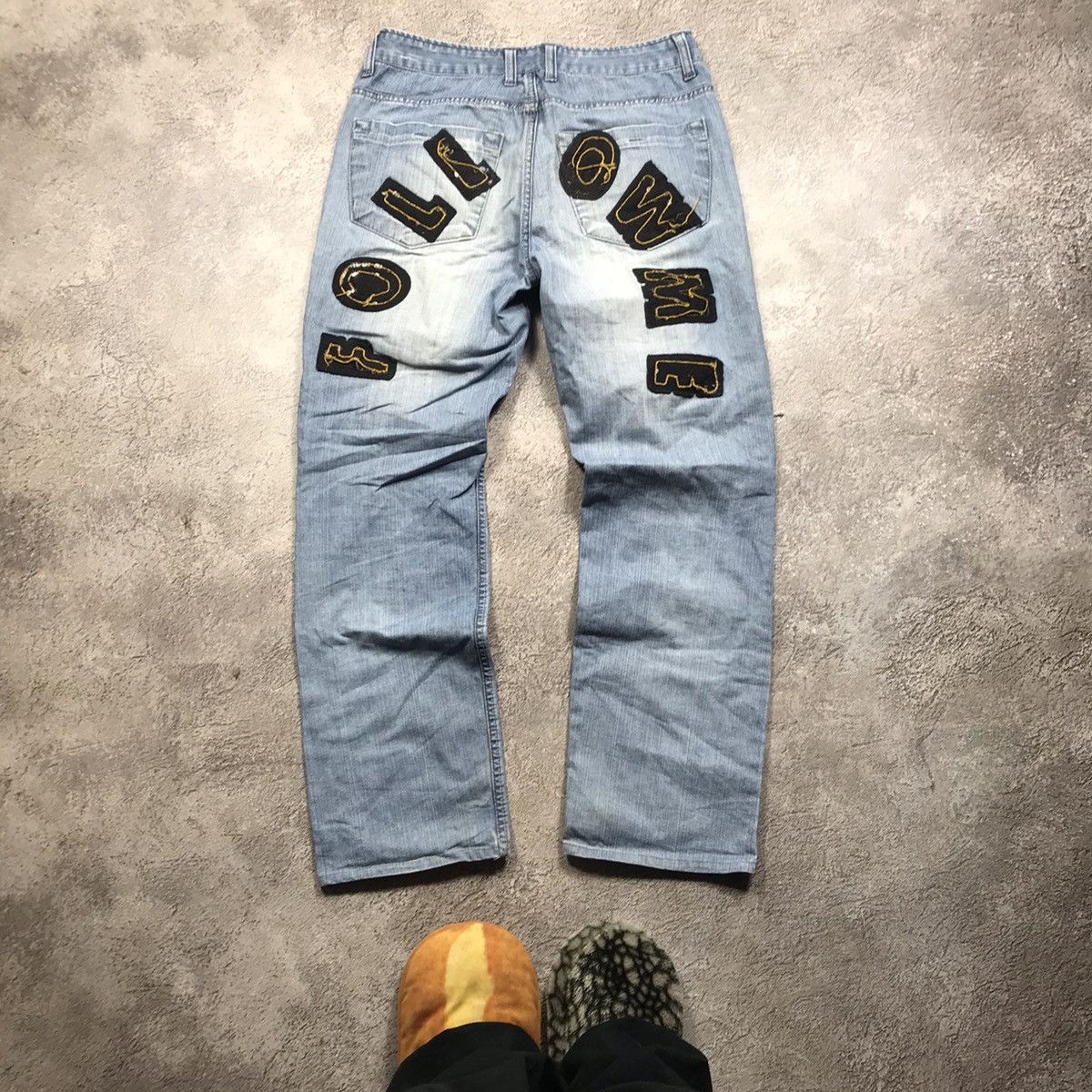 Vintage Vintage Y2K Follow Me Distressed Baggy Jeans Skate Logo 32 Size US 32 / EU 48 - 1 Thumbnail