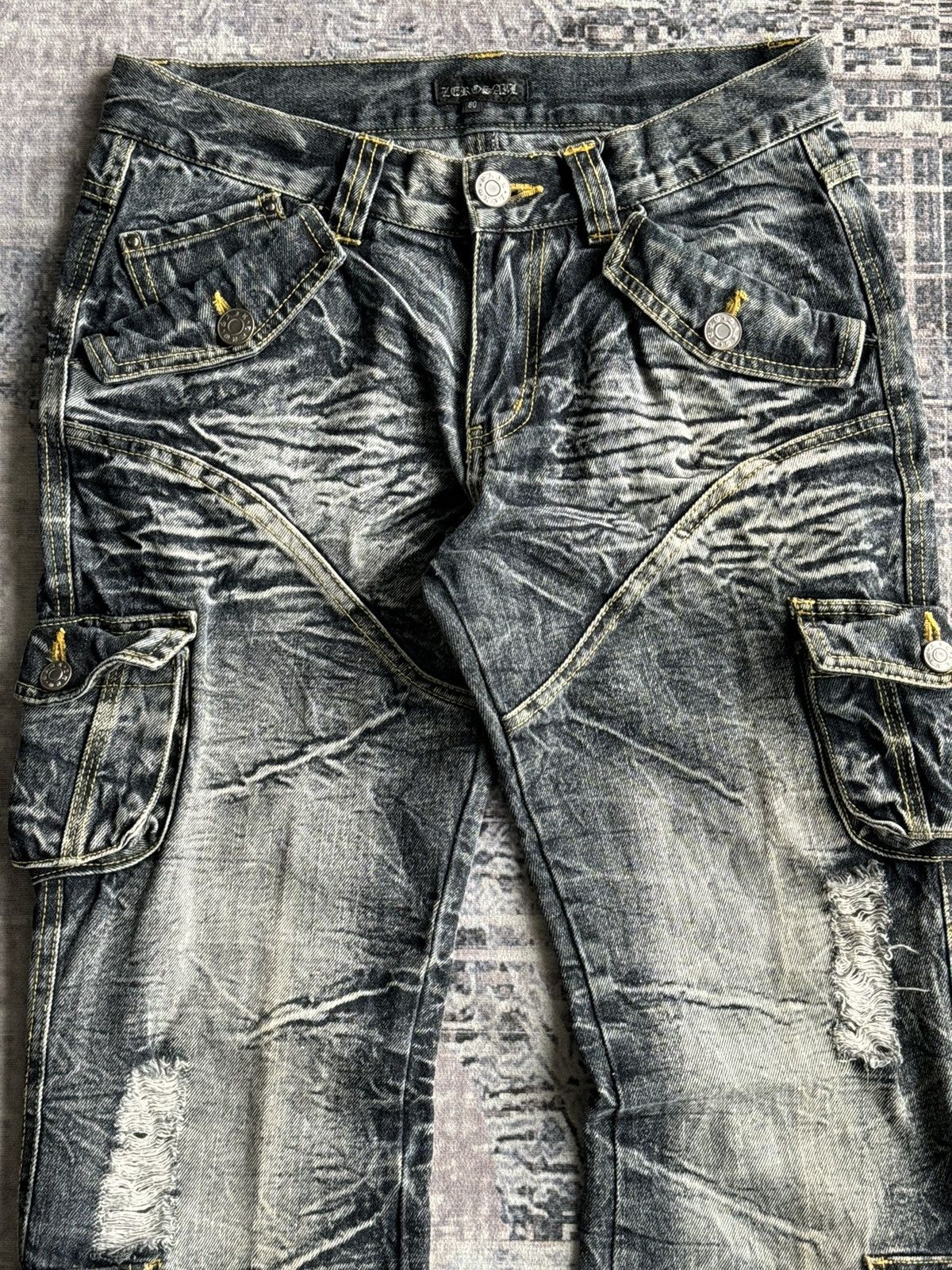 Japanese Brand Y2K Vintage Zerosail Punk Cargo Flared Denim / ifsixwasnine Size US 30 / EU 46 - 4 Thumbnail