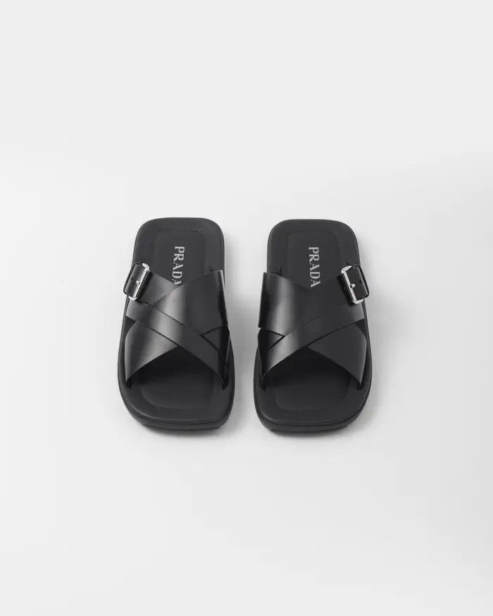 Prada o1mt1gz0526 Spazzolato Brushed Slides in Black Size US 10 / EU 43 - 3 Thumbnail