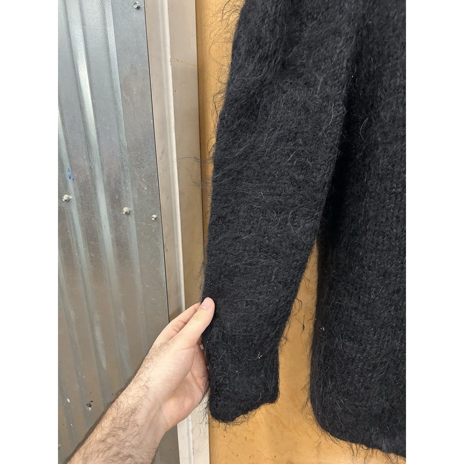 Handmade Black Mohair Shaggy Cardigan Sweater Size XL Cobain Fuzzy Size US XL / EU 56 / 4 - 7 Thumbnail