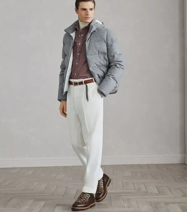 Brunello Cucinelli o1w1db10226 Wr Padded Jacket in Light Grey Size US M / EU 48-50 / 2 - 5 Thumbnail