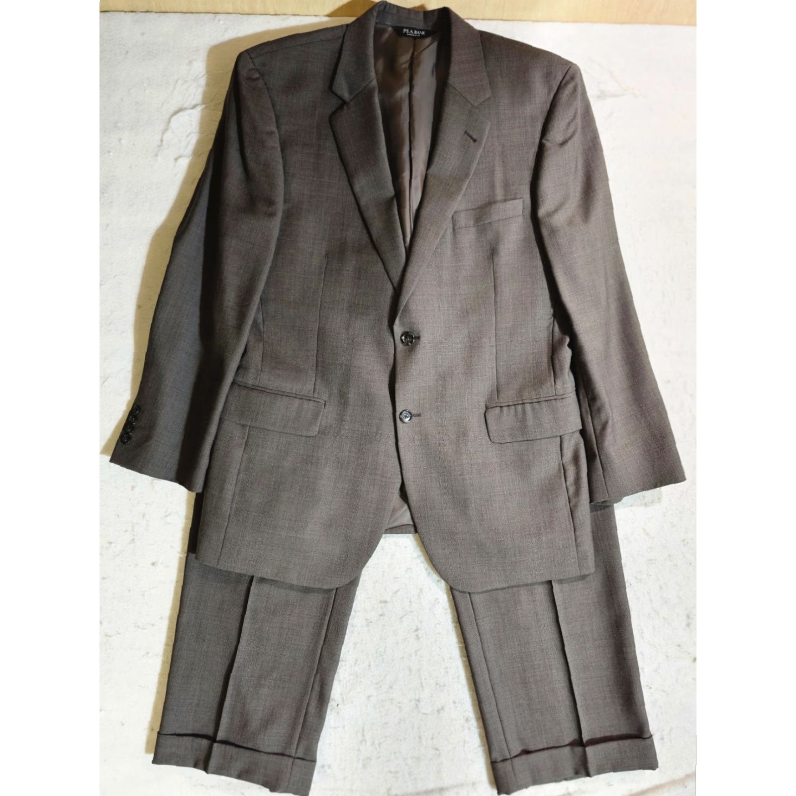 Jos. A. Bank Jos A Bank Signature Collection Suit Mens 2pc 100% Wool 43R 36x30 Brown/Grey Size 46R - 2 Thumbnail