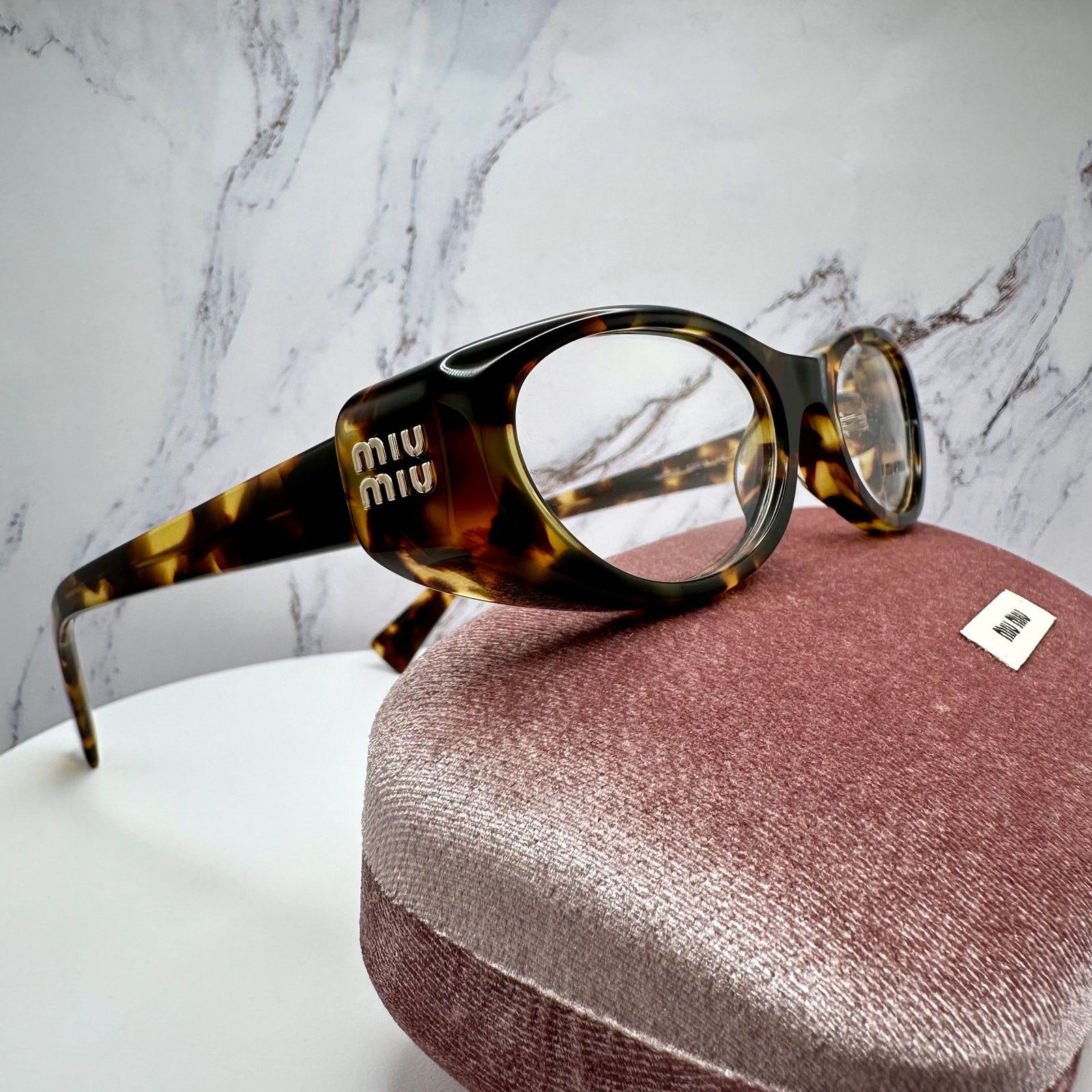 Miu Miu New MIU MIU Eyeglasses Brown Oval 53 Honey Havnana Rx-able Size ONE SIZE - 19 Thumbnail