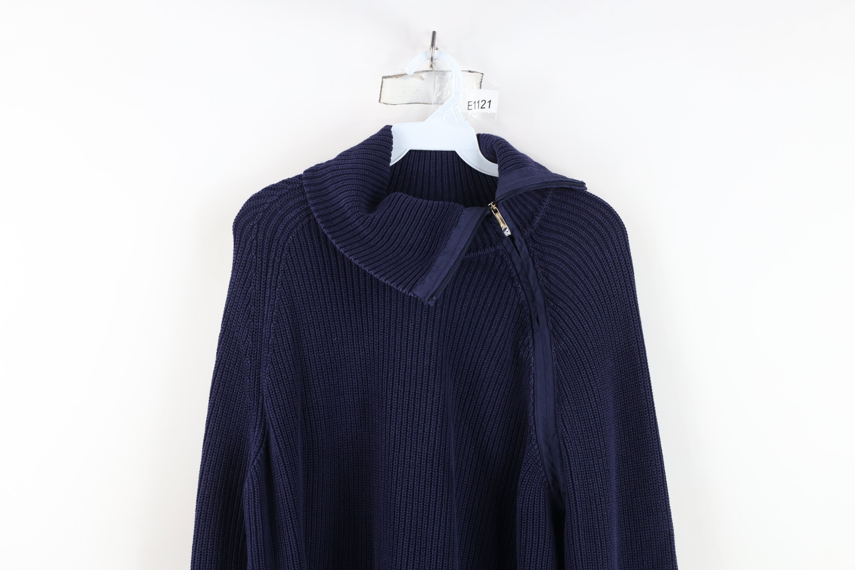 Ralph Lauren Vintage 90s Ralph Lauren Zip Ribbed Knit Sweater Blue Size XL / US 12-14 / IT 48-50 - 2 Thumbnail