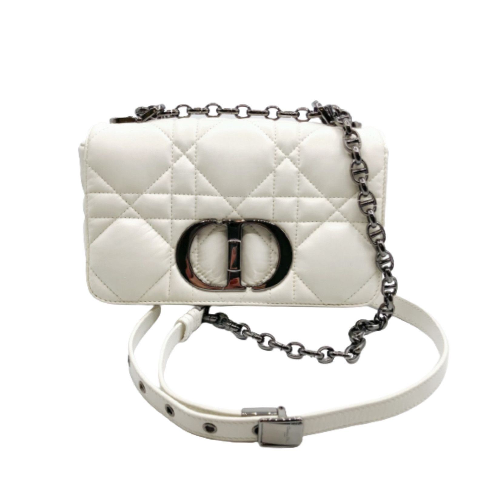 image of Dior Chain Shoulder Bag Lambskin White, Women's