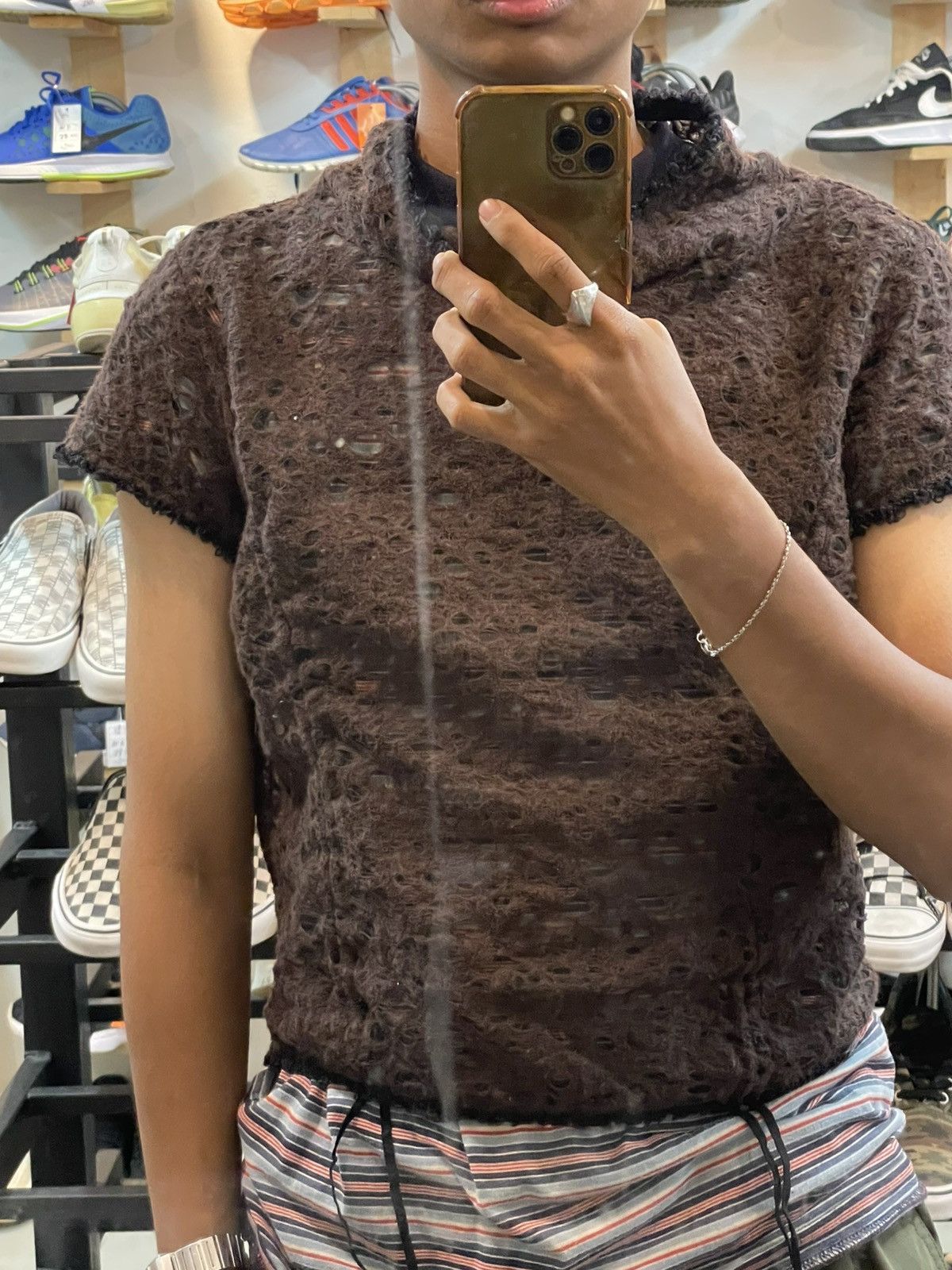 If Six Was Nine Japanese Brand | Distressed Crop Top Size XS / US 0-2 / IT 36-38 - 8 Thumbnail