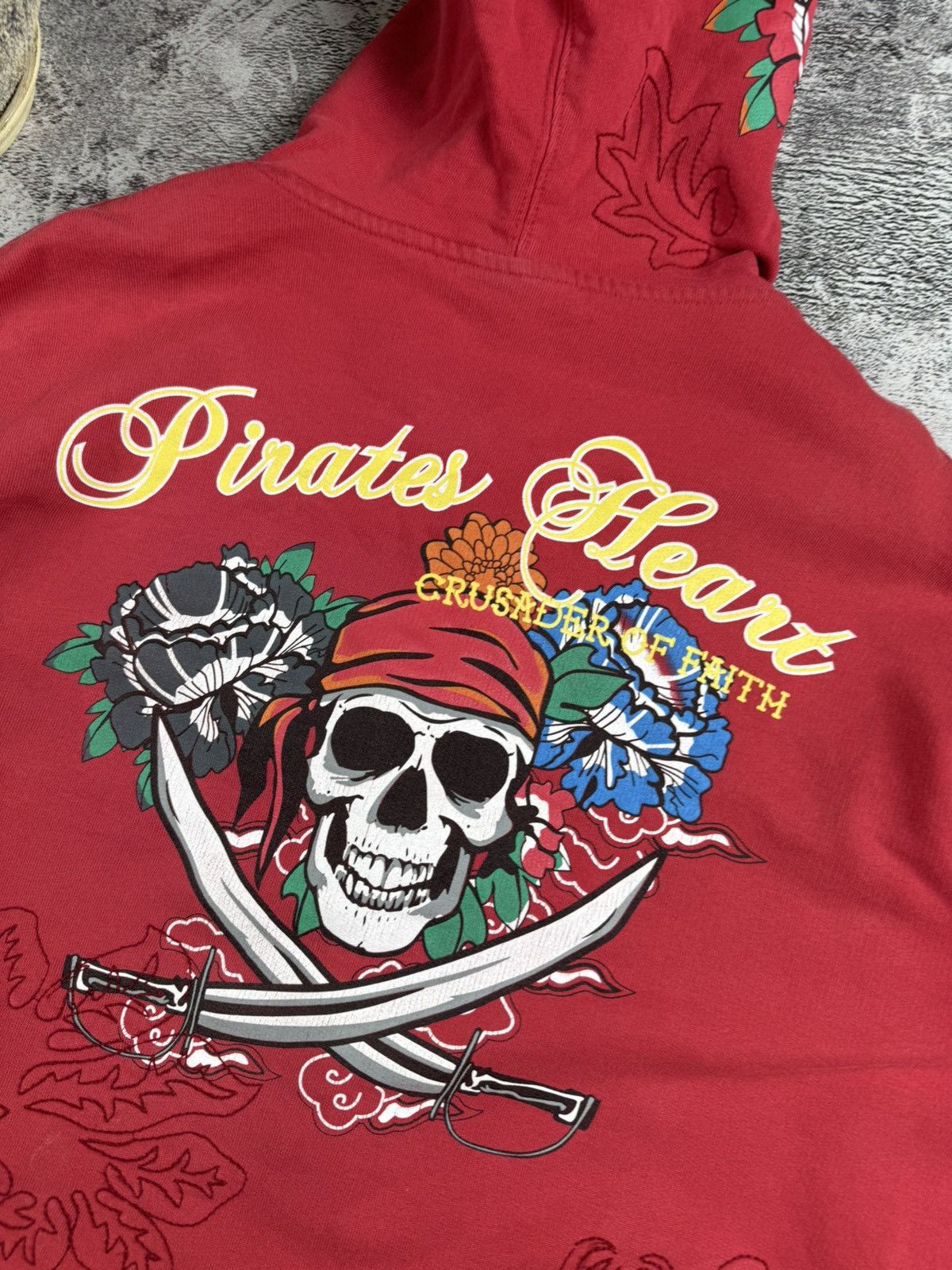 Japanese Brand × Vintage Y2K Skull John Devin Pirates Heart Ed Hardy Style Zip Hoodie Size US L / EU 52-54 / 3 - 17 Thumbnail