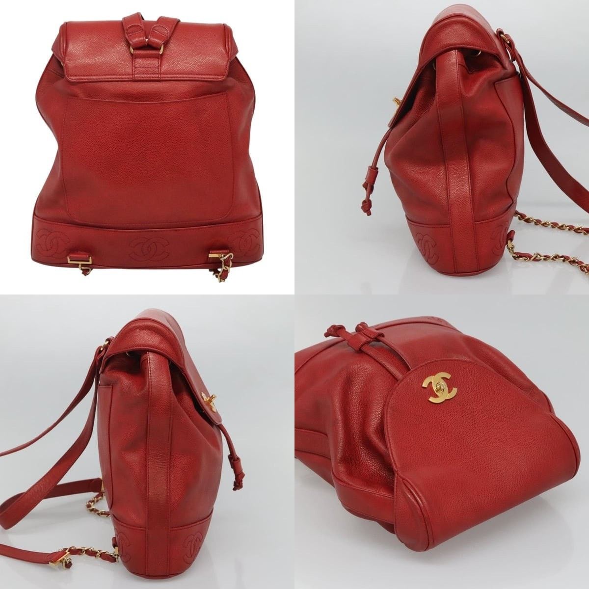 Chanel Chanel Caviar Skin Backpack Red Gold CC Size ONE SIZE - 3 Thumbnail