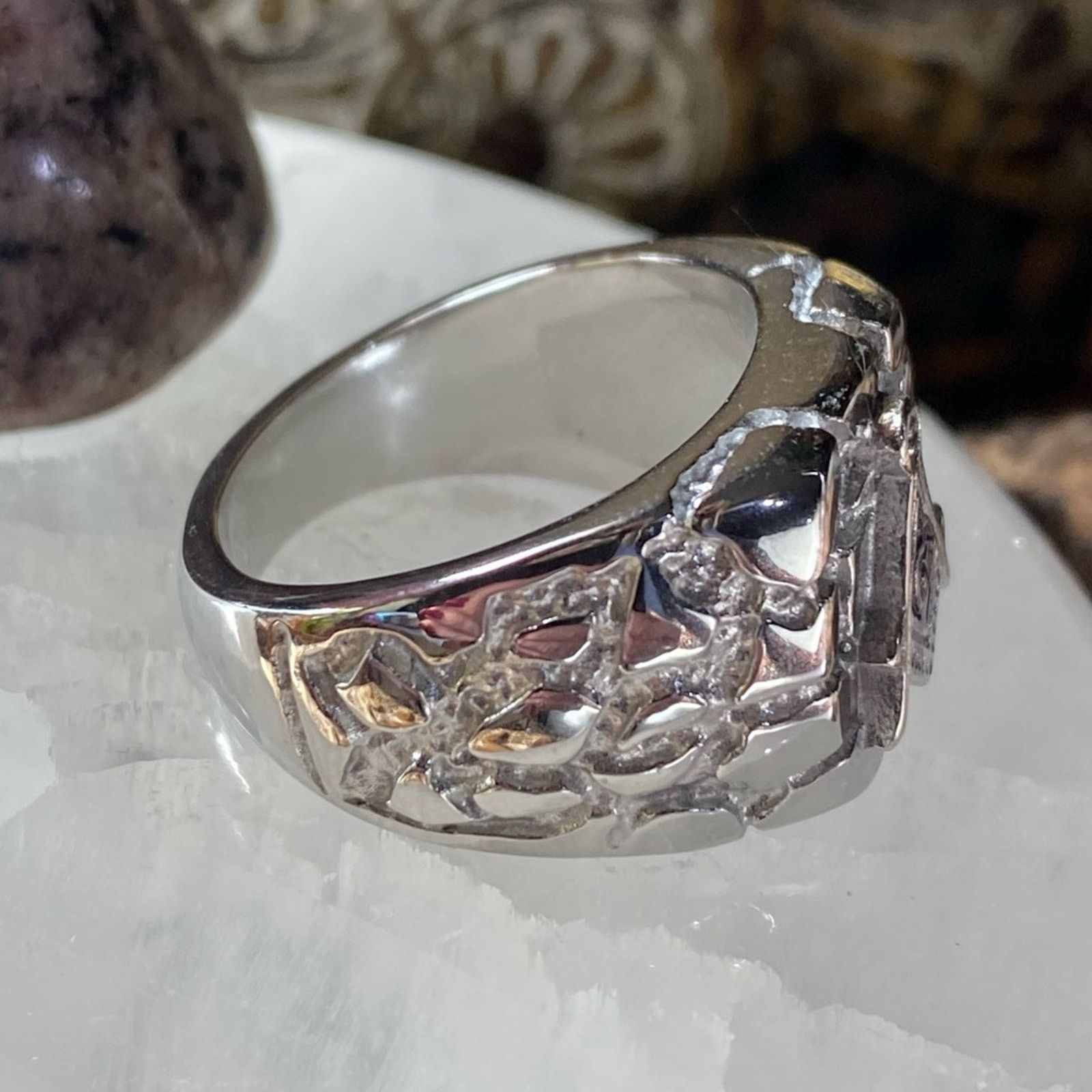 The Unbranded Brand Men's Stainless Steel Masonic Nugget Ring Size ONE SIZE - 6 Thumbnail