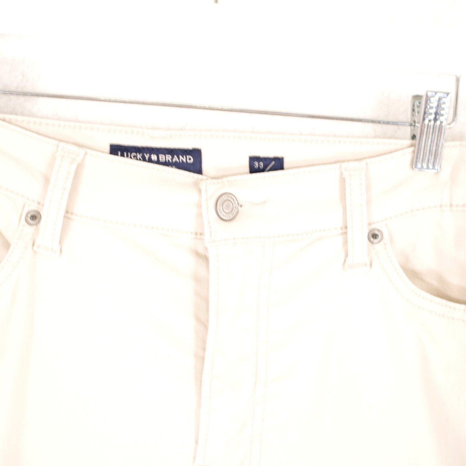 Lucky Brand Lucky Brand 363 Vintage Straight Lightweight Cream Jeans Mid Size US 34 / EU 50 - 3 Thumbnail