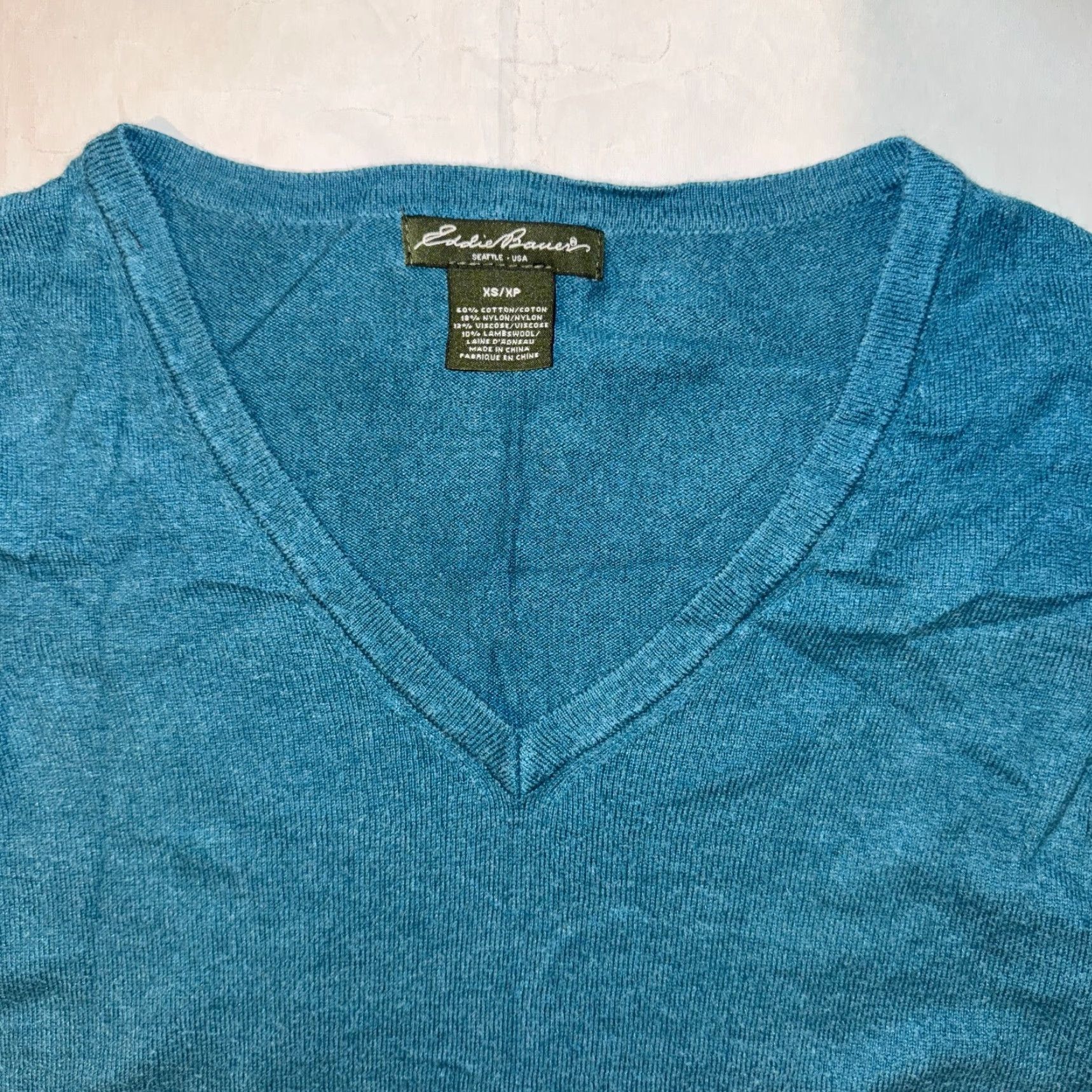 Eddie Bauer Eddie Bauer Cotton Blend Blue Pullover Sweater XS Long Sleeve V-Neck Regular Fit Womens Pullover Knit Soft Classic Outdoor Casual Winter Fall Spring Size XS / US 0-2 / IT 36-38 - 2 Thumbnail
