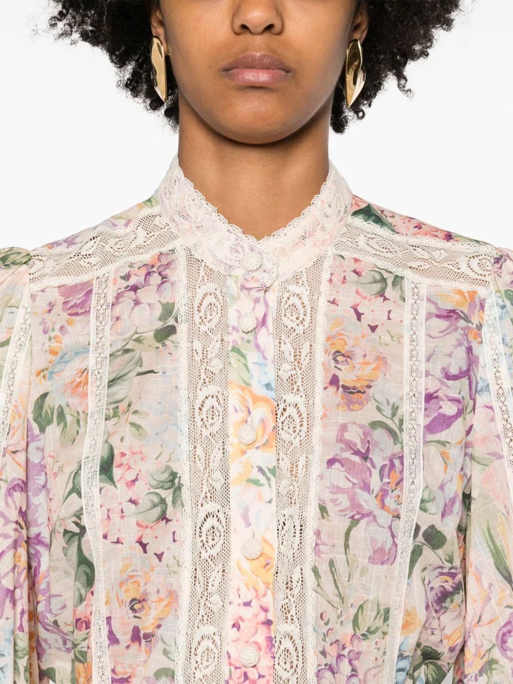 Zimmermann o1s22i1n1024 Halliday Cotton Lace-Trimmed Shirt Size M / US 6-8 / IT 42-44 - 5 Thumbnail