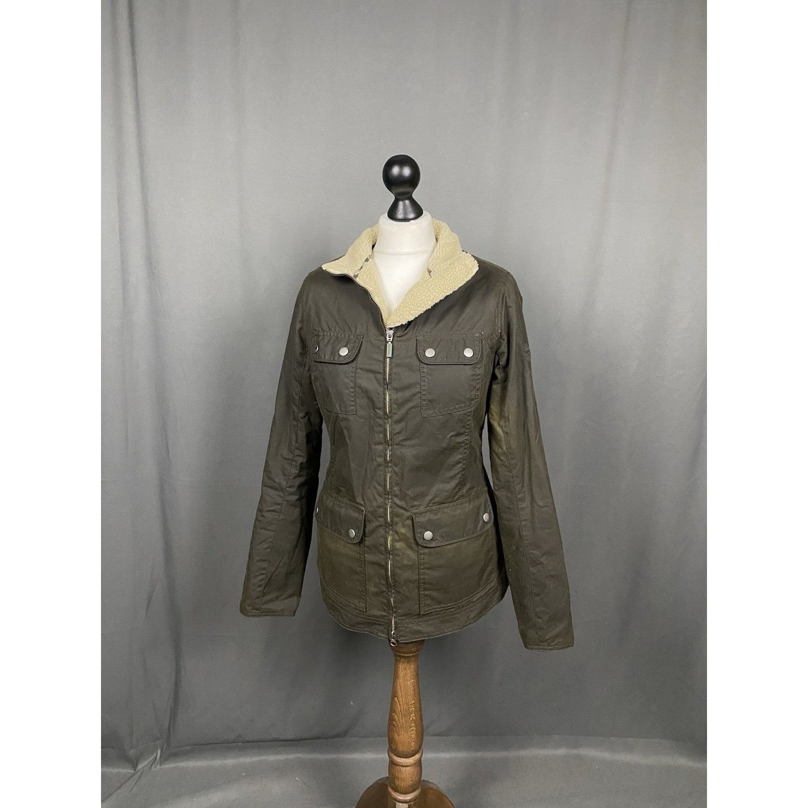 Barbour Barbour Howman Women's Green Waxed Insulated Winter Parka Ja Size M / US 6-8 / IT 42-44 - 2 Thumbnail