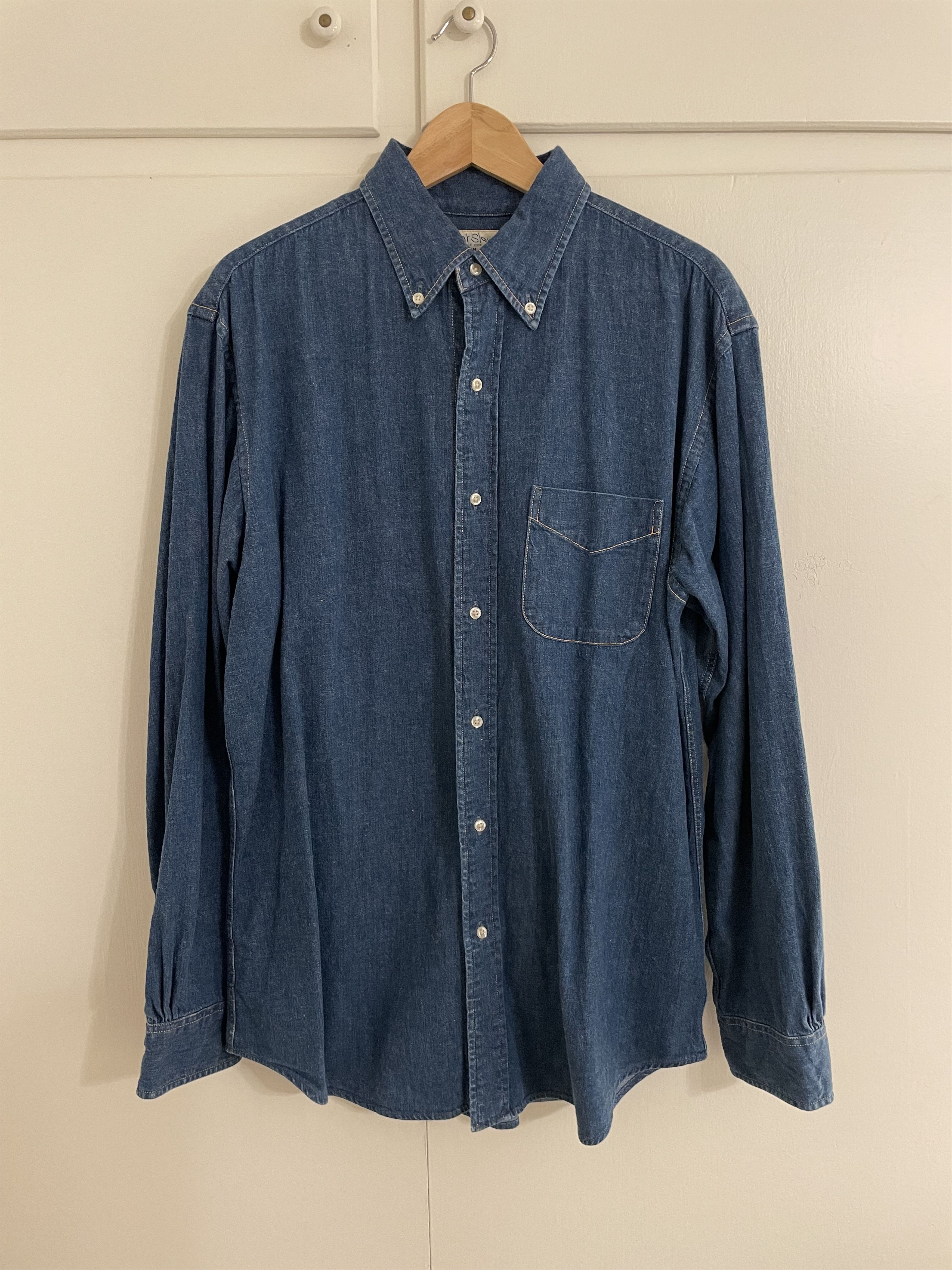 image of Orslow Denim Button Down Shirt - 2 Year Wash, Men's (Size 2XL)