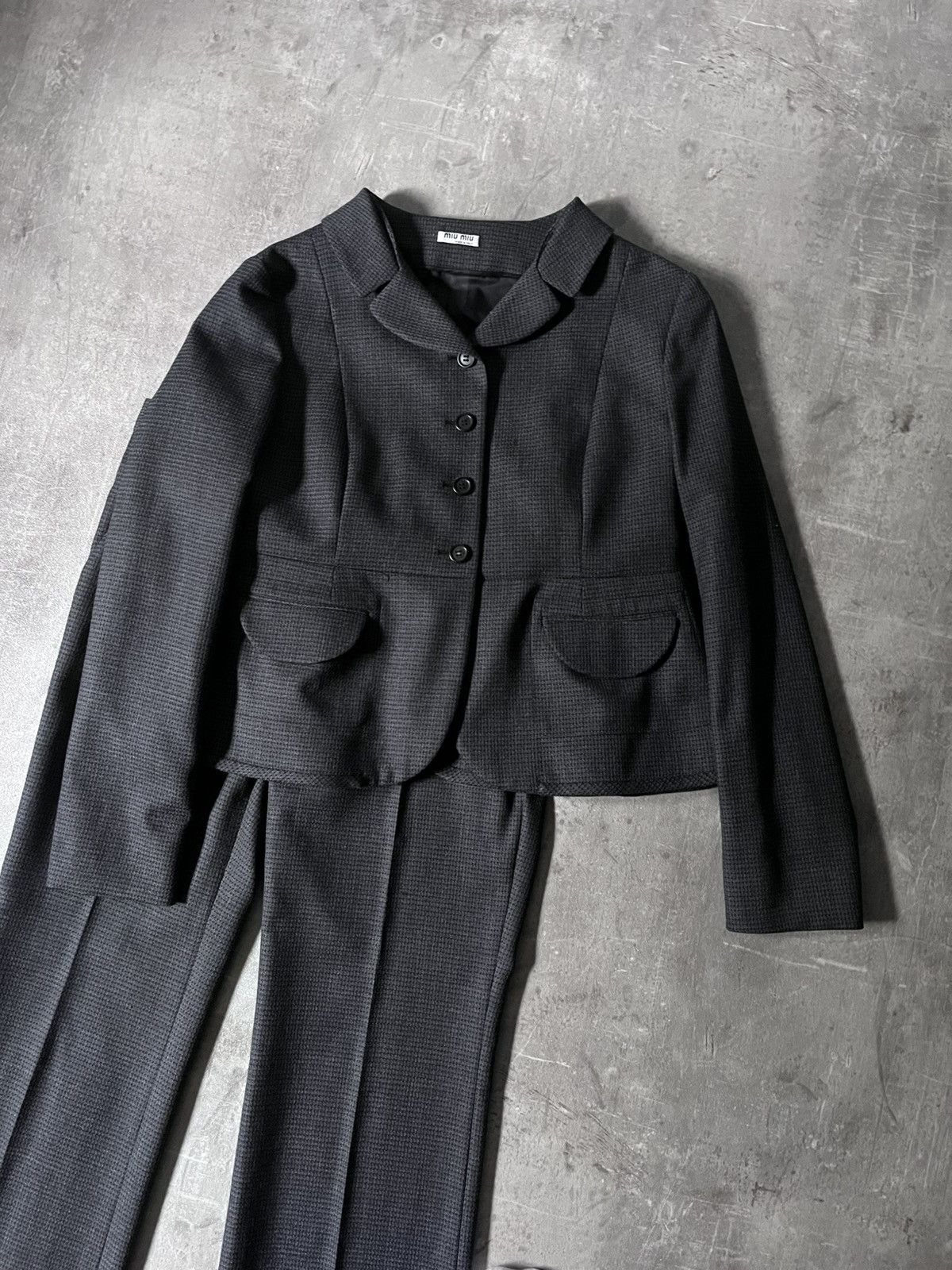 Miu Miu Miu Miu 2008 wool blazer pants suit set gray rare Size M / US 6-8 / IT 42-44 - 2 Thumbnail