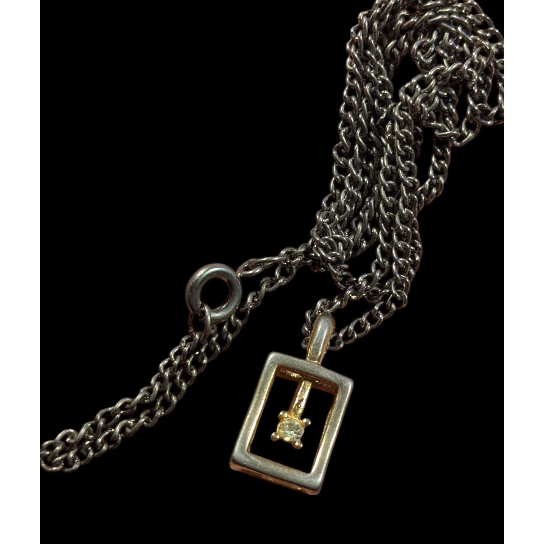 Other Vintage Gold Tone Caged Rhinestone Pendant Necklace Size ONE SIZE - 3 Thumbnail