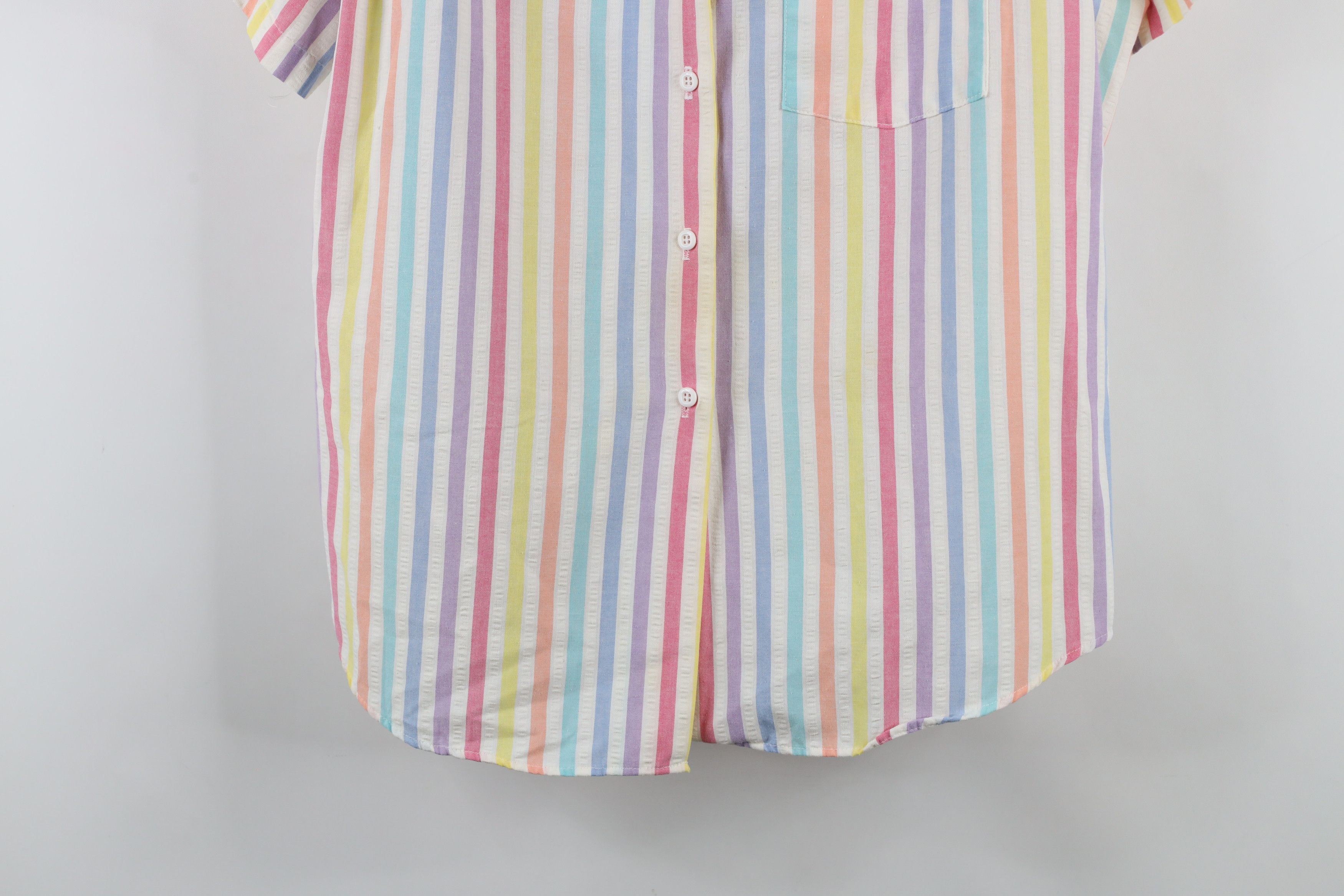 Vintage Vintage 70s Streetwear Rainbow Striped Button Shirt USA Size XXL / US 16-18 / IT 52-54 - 3 Thumbnail