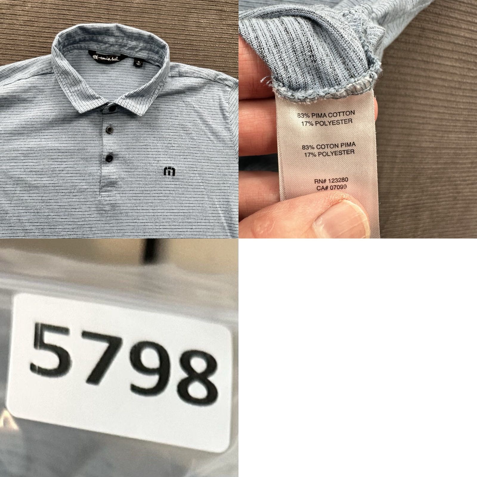 TravisMathew Travis Mathew Polo Shirt Men XL Blue Striped Golf Preppy Casual Short Sleeve Shirt Size US XL / EU 56 / 4 - 8 Thumbnail