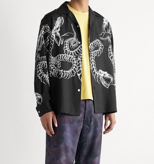 Wacko Maria RARE Wacko Maria ivory skeleton snake rayon shirt Size US L / EU 52-54 / 3 - 2 Thumbnail