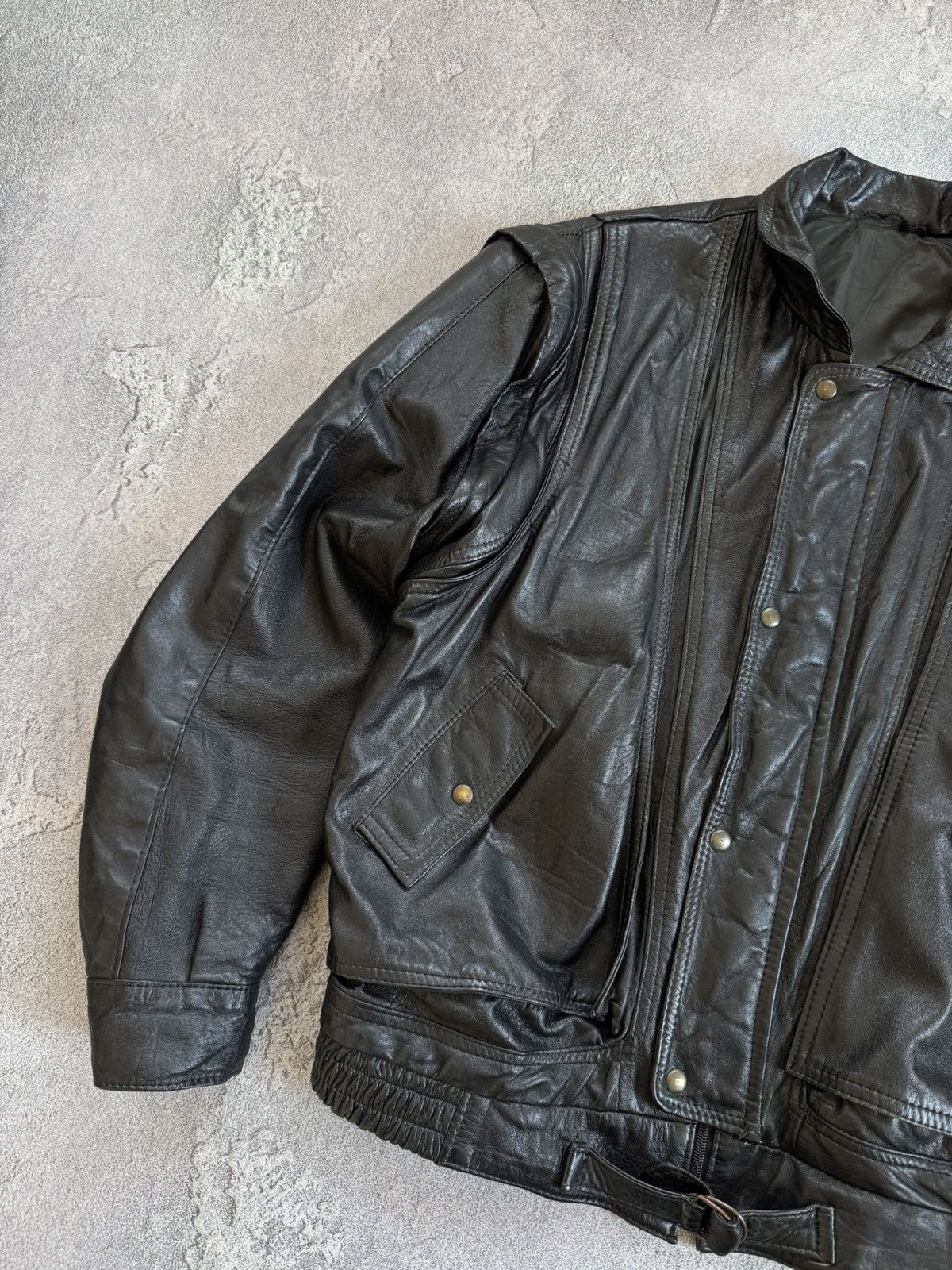 Vintage Leather L aviator bomber pilot jacket transformer vest coat Size US L / EU 52-54 / 3 - 6 Thumbnail