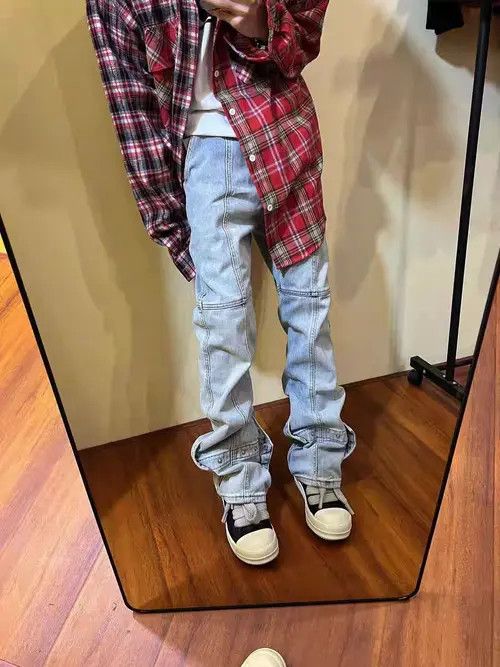 VIBE Washed and stacked distressed button down jeans Size US 32 / EU 48 - 7 Thumbnail