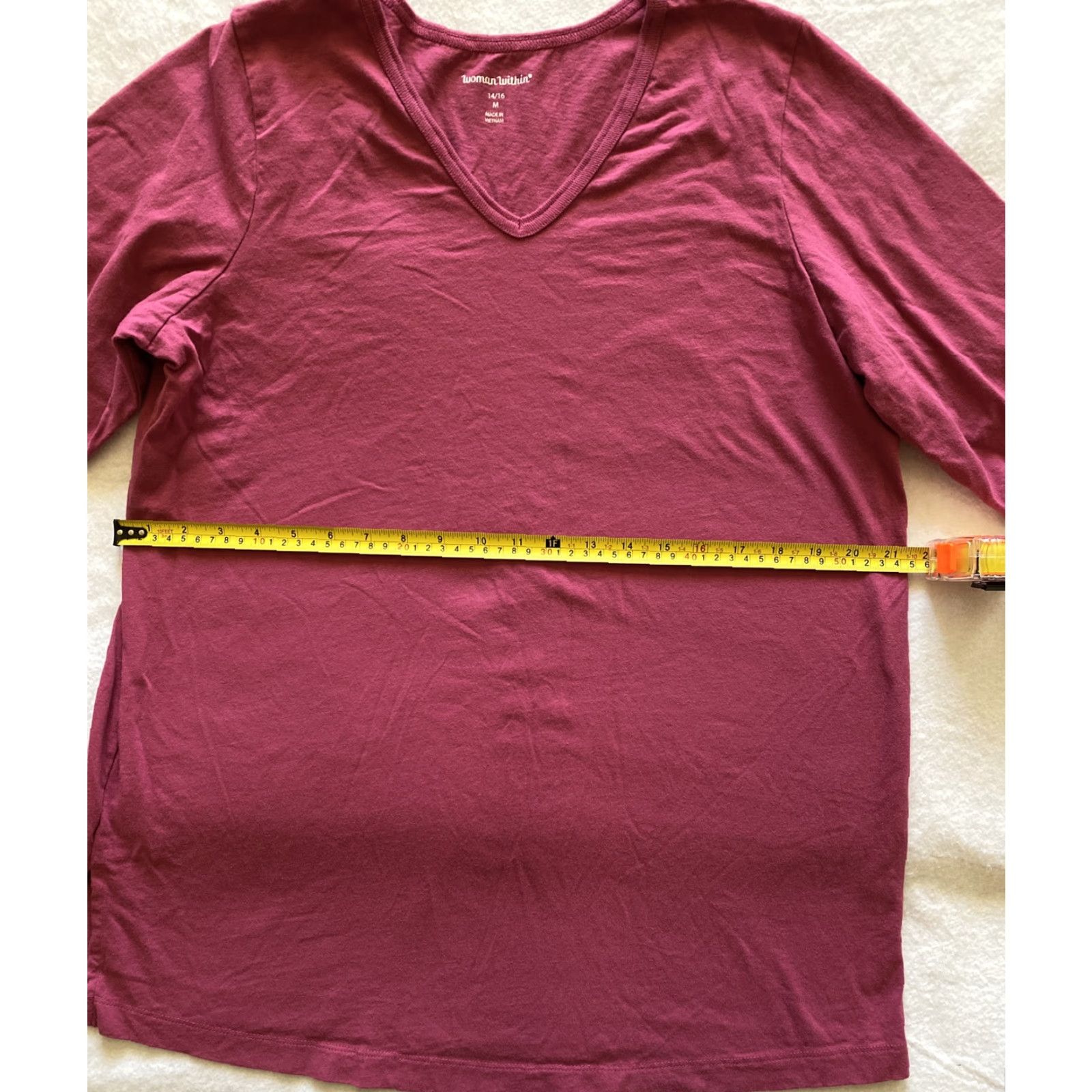 Vintage VINTAGE? No. Woman Whitin Magenta V-Neck Top Striped 3/4 Sleeve T-Shirt Casual Woman Within Size M Adult Womens Size M / US 6-8 / IT 42-44 - 6 Thumbnail