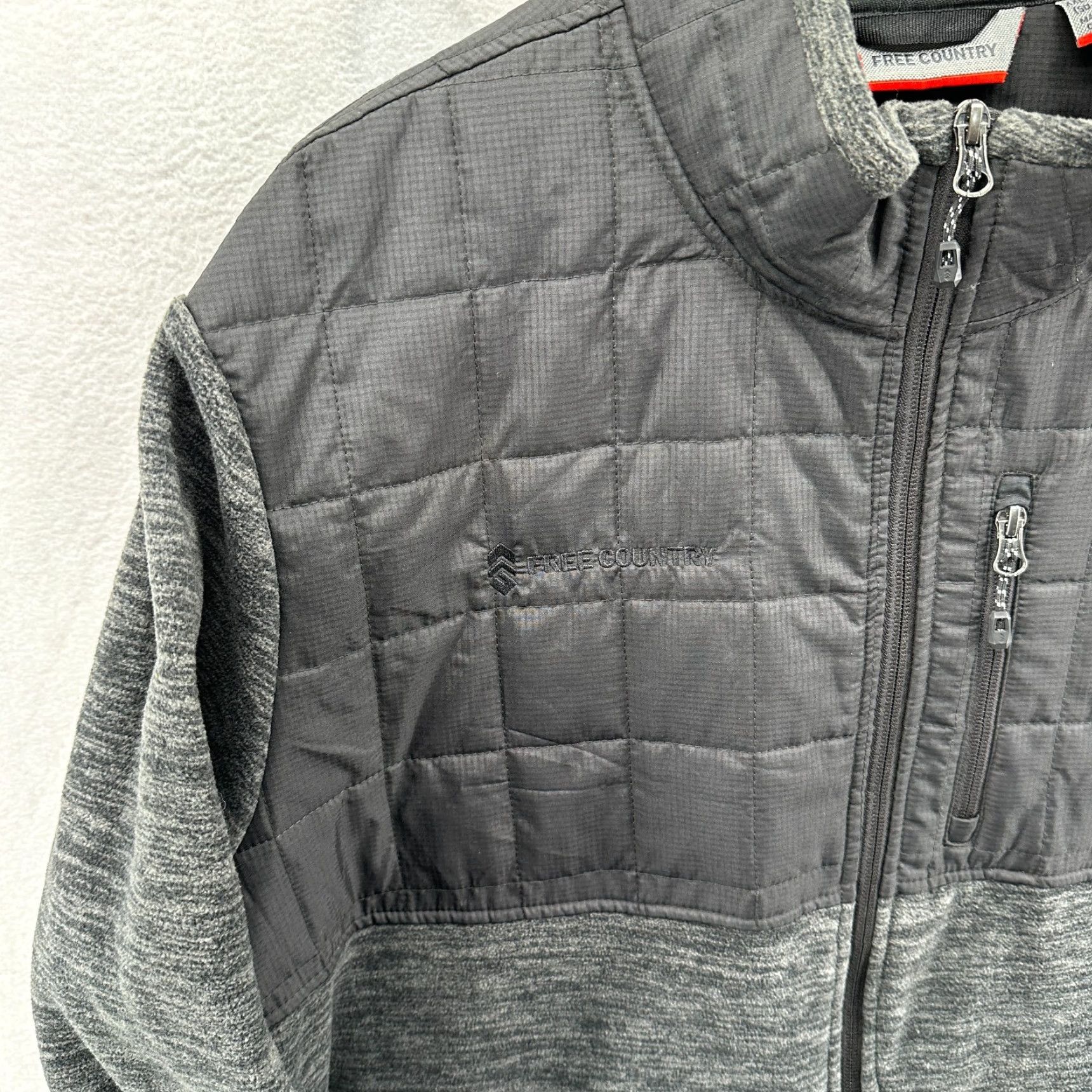 Free Country Free Country Jacket Mens 2XL Overlay Fleece Full Zip Black Gray Size US XXL / EU 58 / 5 - 3 Thumbnail