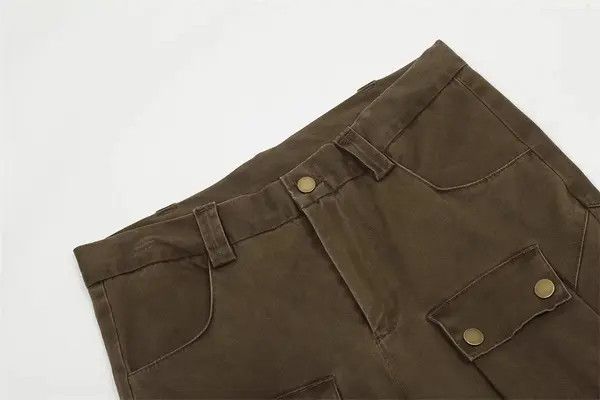 VIBE Punk men's irregular stitching multi-pocket bootcut jeans Size US 32 / EU 48 - 3 Thumbnail