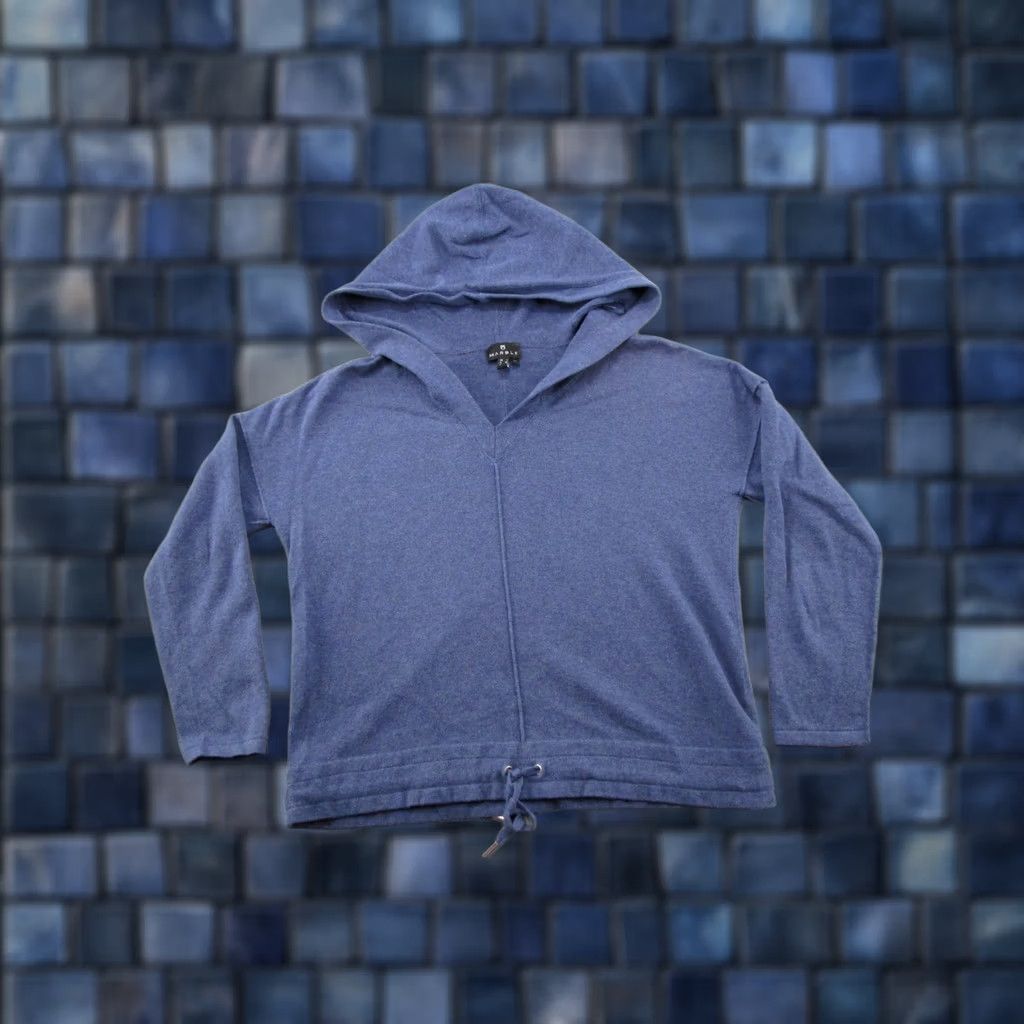 Vintage Marble Blue Knit Pullover V Neck Sweater Hoodie Womens Size S Golf Cotton Size S / US 4 / IT 40 - 1 Thumbnail