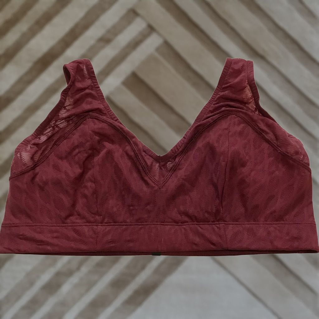 Vintage Savage X Fenty Burgundy Jacquard Sports Bra Plus Size 1X Women Activewear Racerback PullOver Wireless Knit Stretch Breathable Logo Size ONE SIZE - 1 Thumbnail