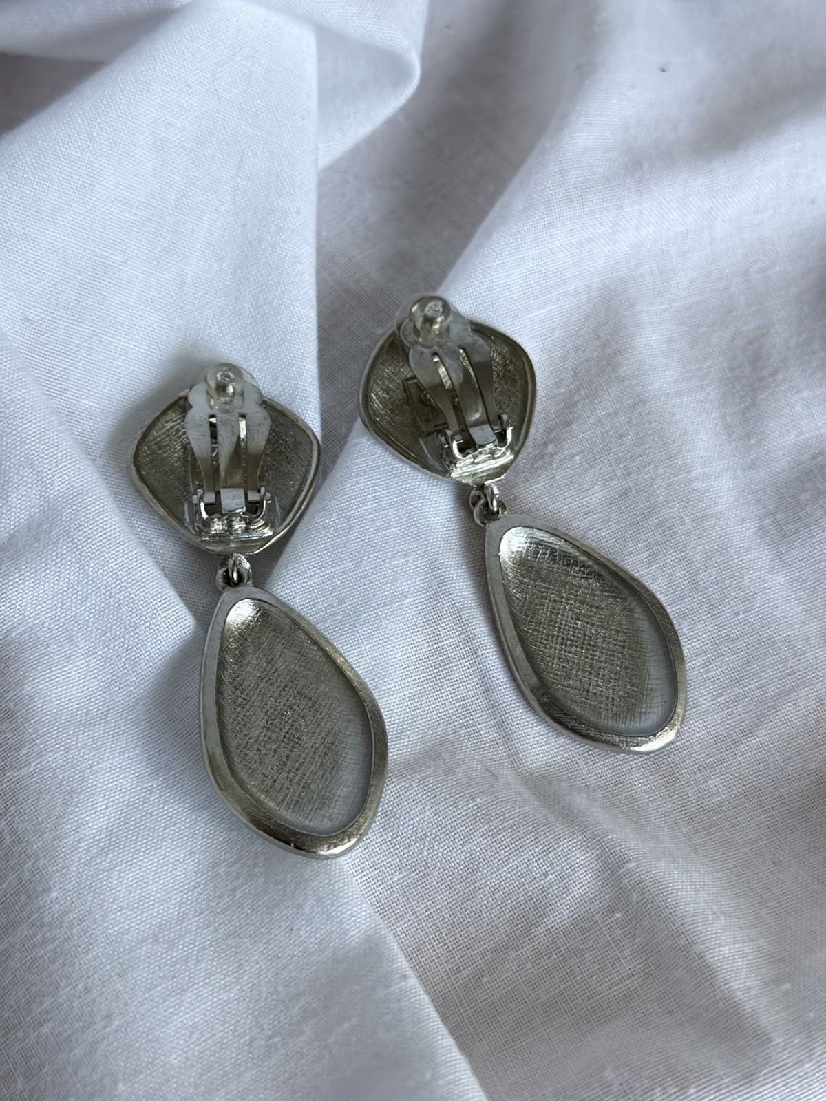 Yves Saint Laurent Yves Saint Laurent YSL Vintage Silver Tones Earrings Clips Size ONE SIZE - 3 Thumbnail