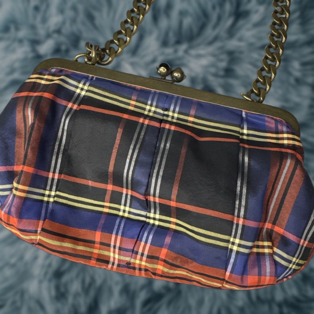 J.Crew J.CREW Clutch Women Plaid Chain Link Purse Bag Multicolor Polyester Size ONE SIZE - 1 Thumbnail