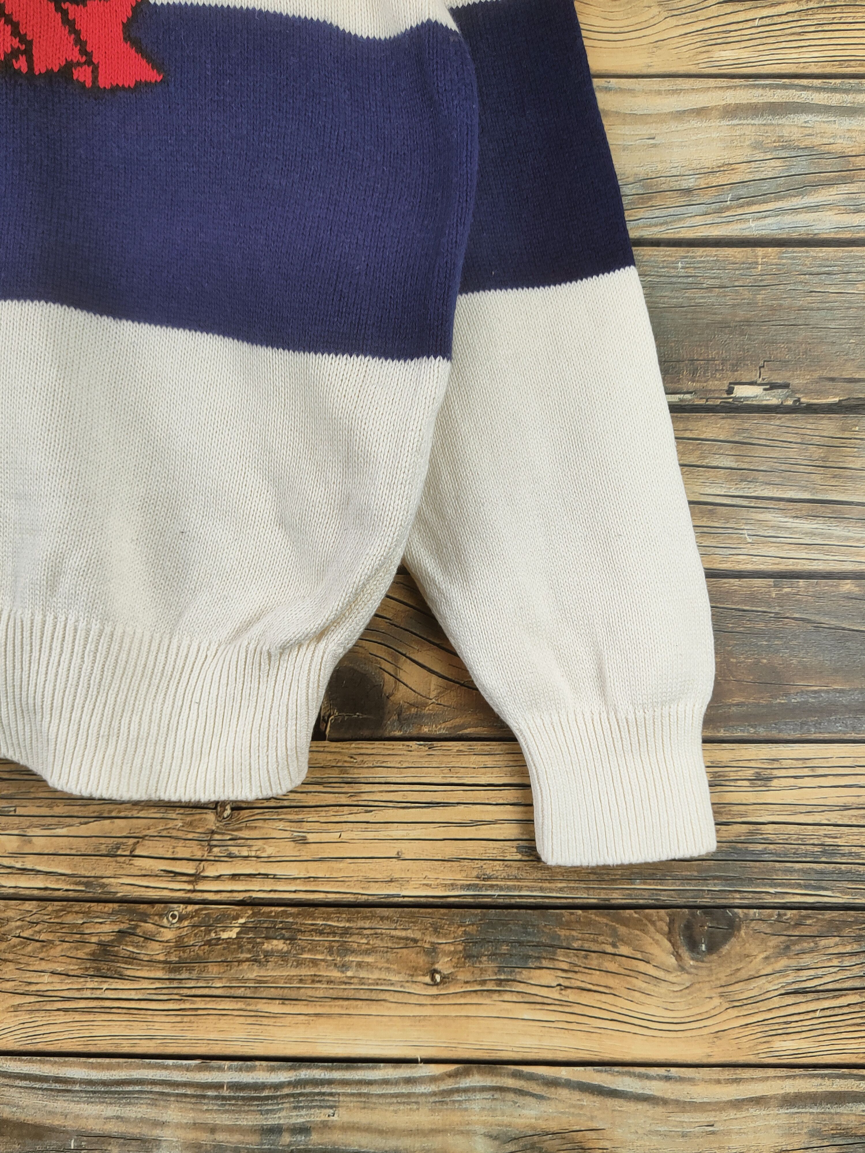 Japanese Brand DL Pno Vanlia Ivory Navy Knitwear Sweatshirts #46-127 Size US L / EU 52-54 / 3 - 6 Thumbnail