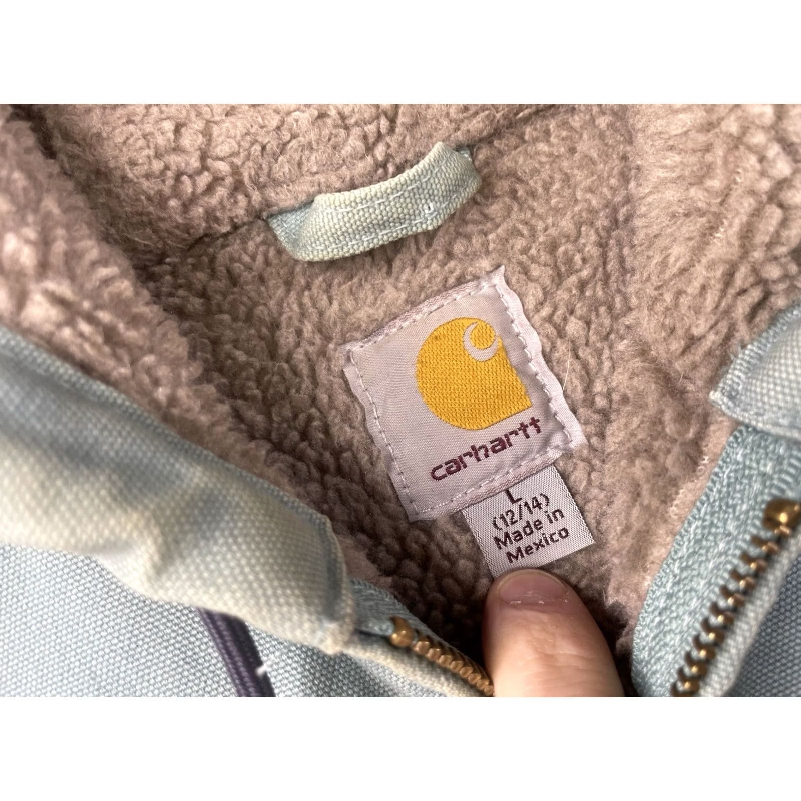 Carhartt VINTAGE Carhartt WJ141 Seaglass Blue Sierra Sherpa Lined Jacket Women’s Large Full Zip Jacket Size L / US 10 / IT 46 - 7 Thumbnail