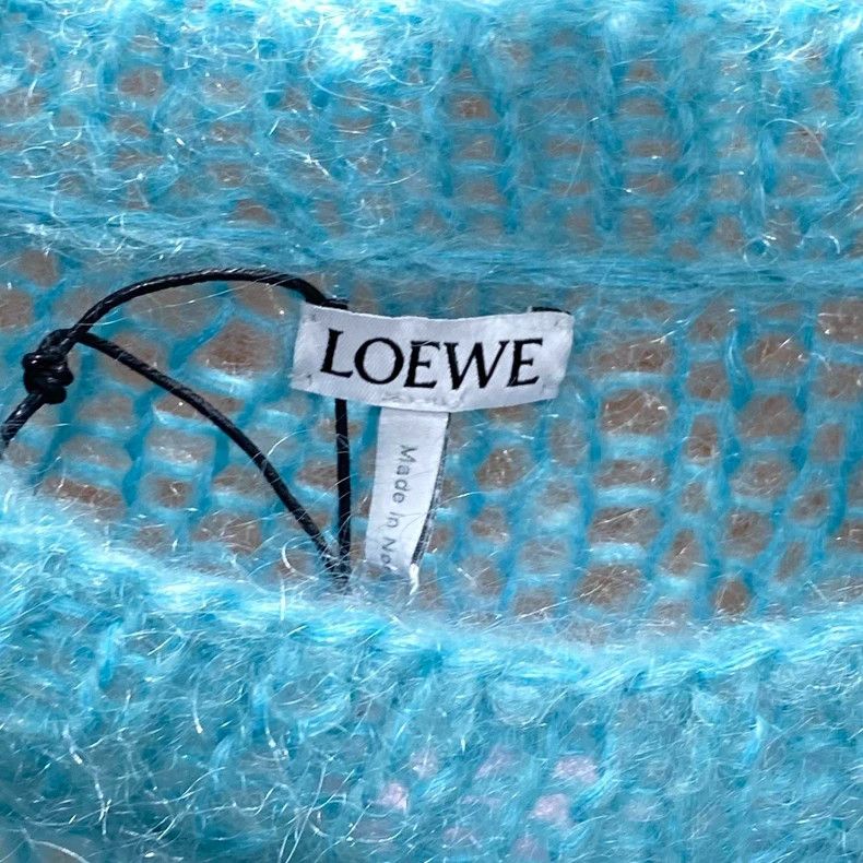 Loewe LOEWE Blue lace front logo cashmere sweater Size S / US 4 / IT 40 - 3 Thumbnail