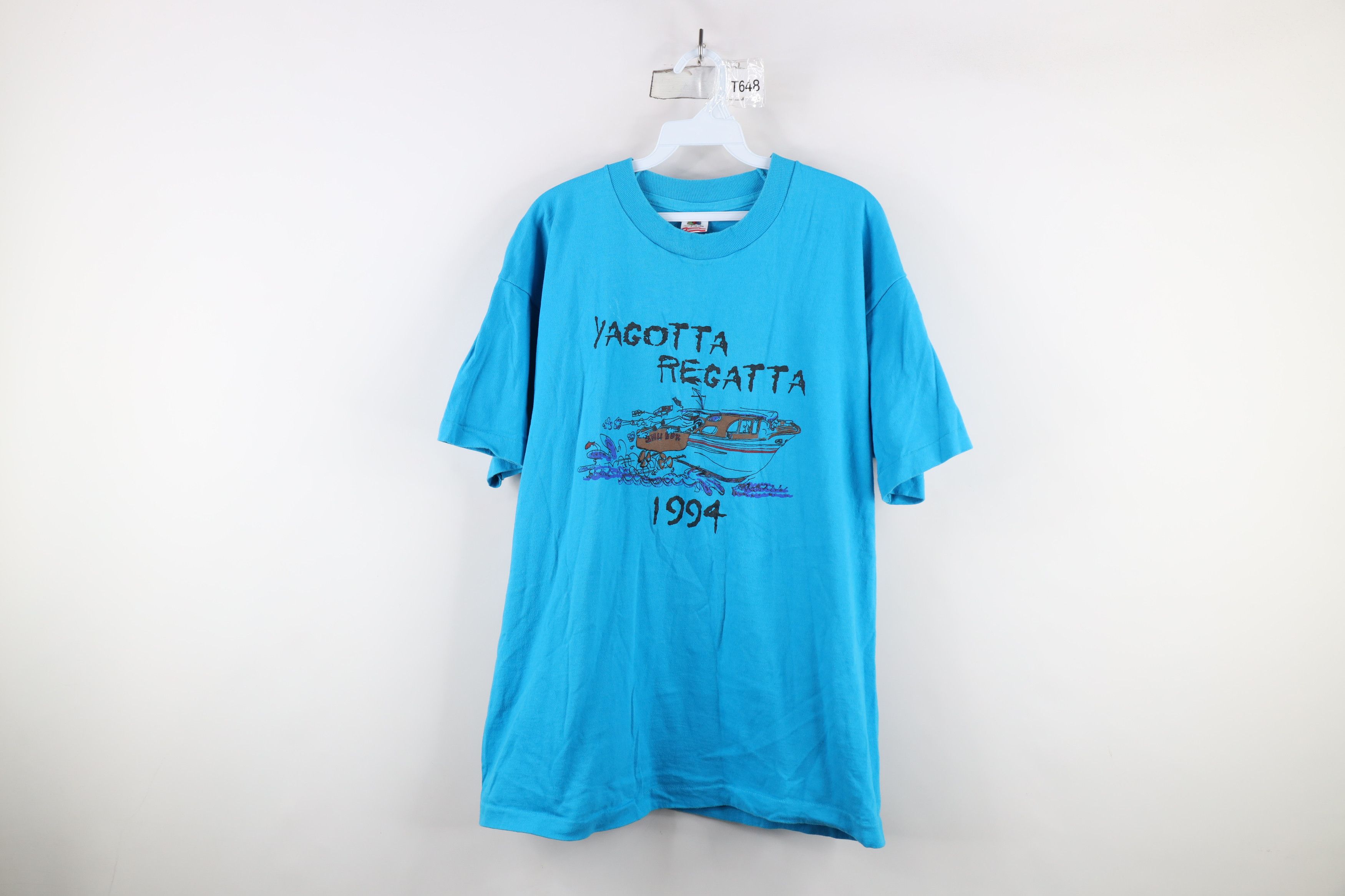 Vintage Vintage 90s Yagotta Regatta Race T-Shirt Blue Cotton USA Size US XL / EU 56 / 4 - 1 Thumbnail