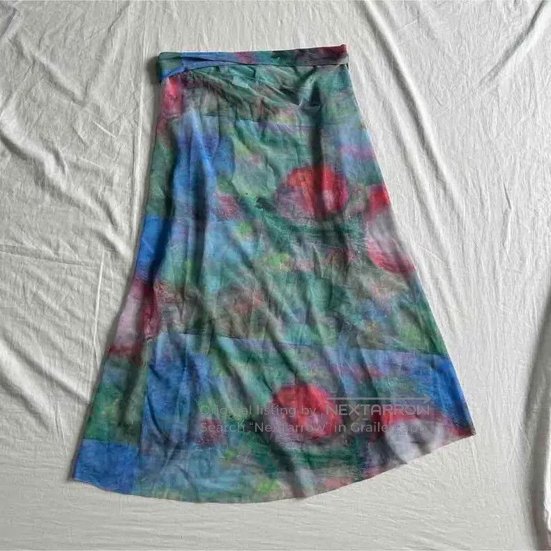 Issey Miyake Issey Miyake size:3 Art Oil Painting Skirt Size 22" - 2 Thumbnail
