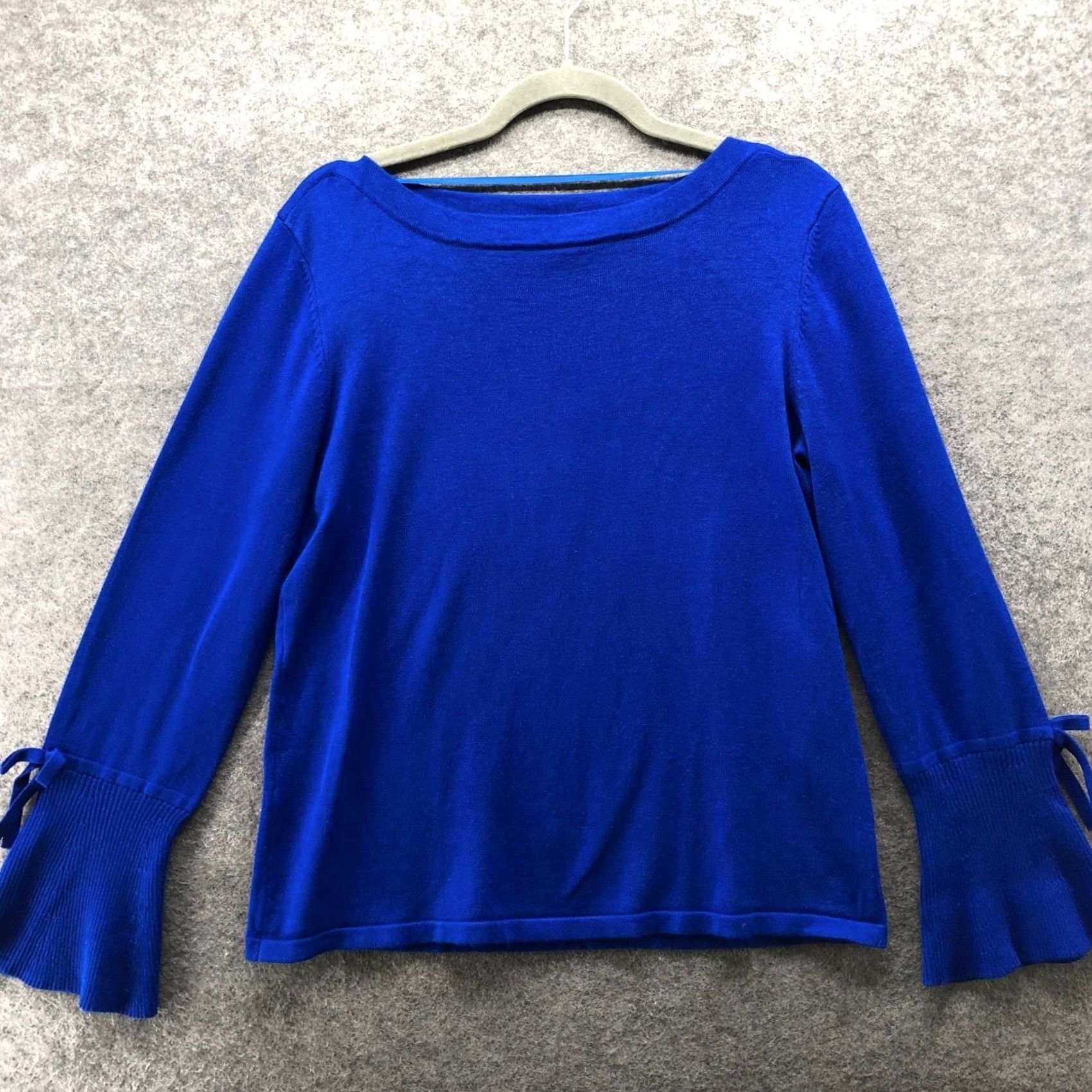 Vintage Cable & Gauge Bell Sleeve Boat Neck Sweater Womens M Royal Blue Knit Size M / US 6-8 / IT 42-44 - 2 Thumbnail