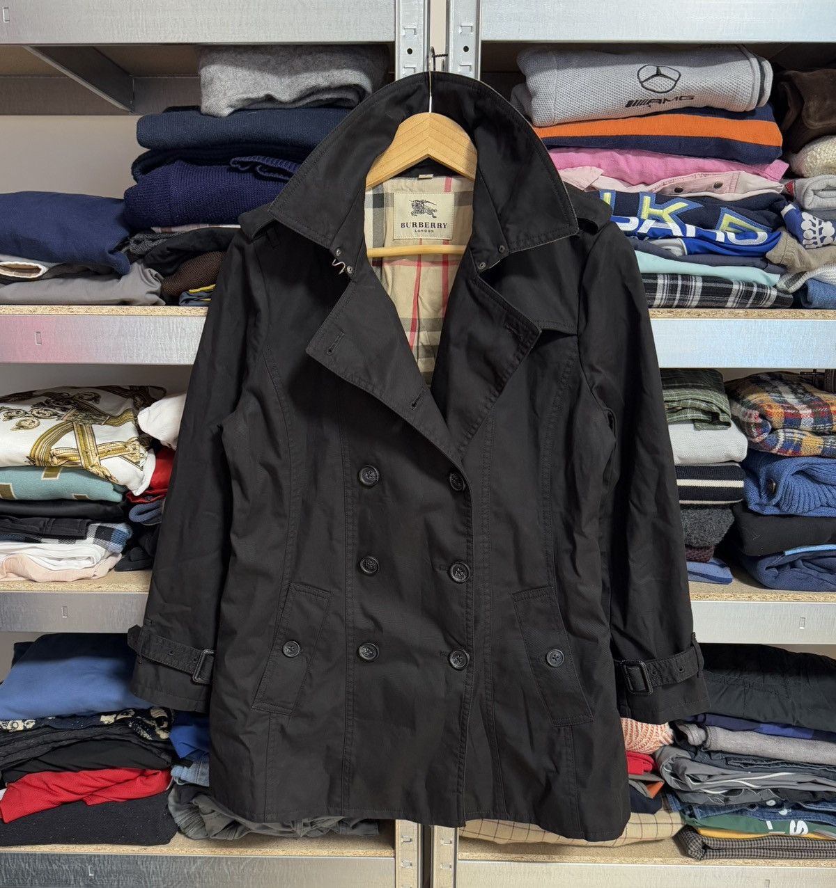 Burberry × Burberry Prorsum Burberry London L black double breasted trench coat jacket Size L / US 10 / IT 46 - 25 Thumbnail
