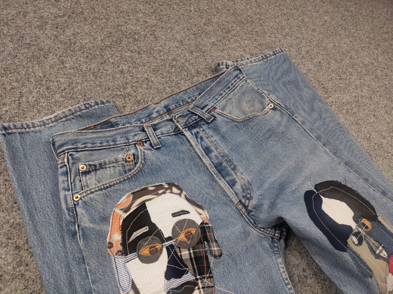 Levi's Vintage 90's Levis 501 Sashiko Patchwork Face Jeans watanabe Size US 33 - 17 Thumbnail