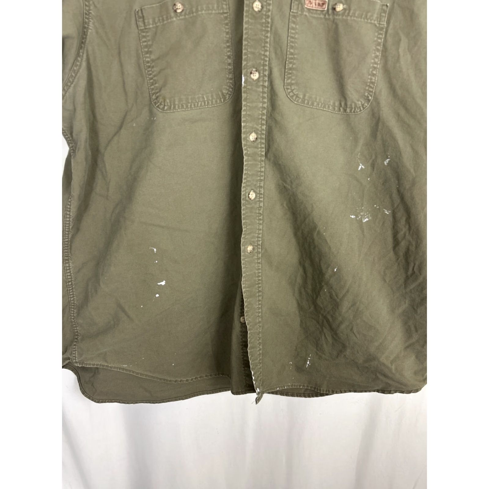 Carhartt VINTAGE Carhartt Mens 2XL Short Sleeve Button-Down Shirt Cotton Green Stains Shirt Mens 2XL Green Cotton Vintage Carhartt Size US XXL / EU 58 / 5 - 5 Thumbnail