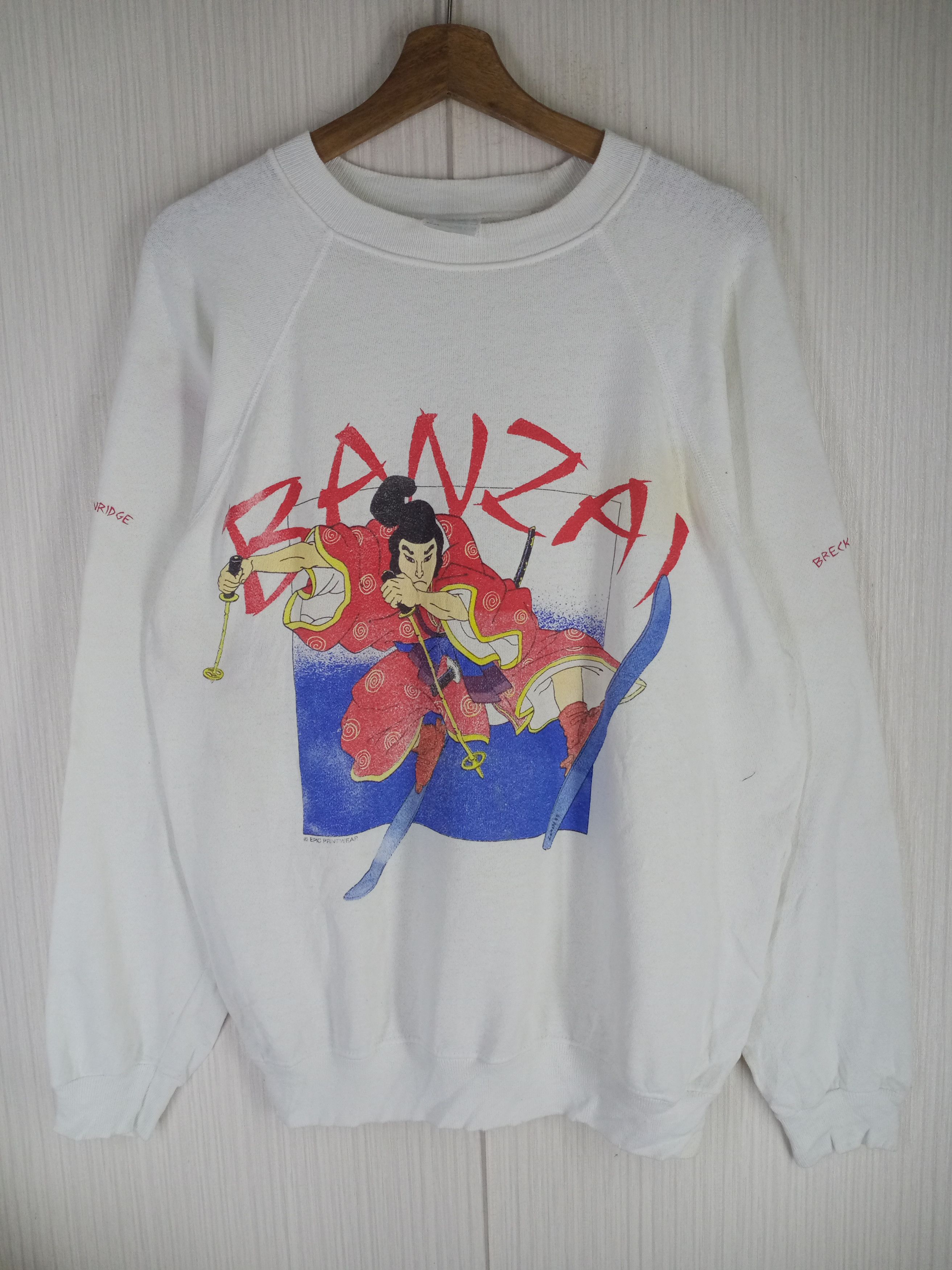 Anime × Japanese Brand × Vintage Very Rare Vintage 80s BANZAI Samurai Sweatshirt Size US L / EU 52-54 / 3 - 1 Thumbnail