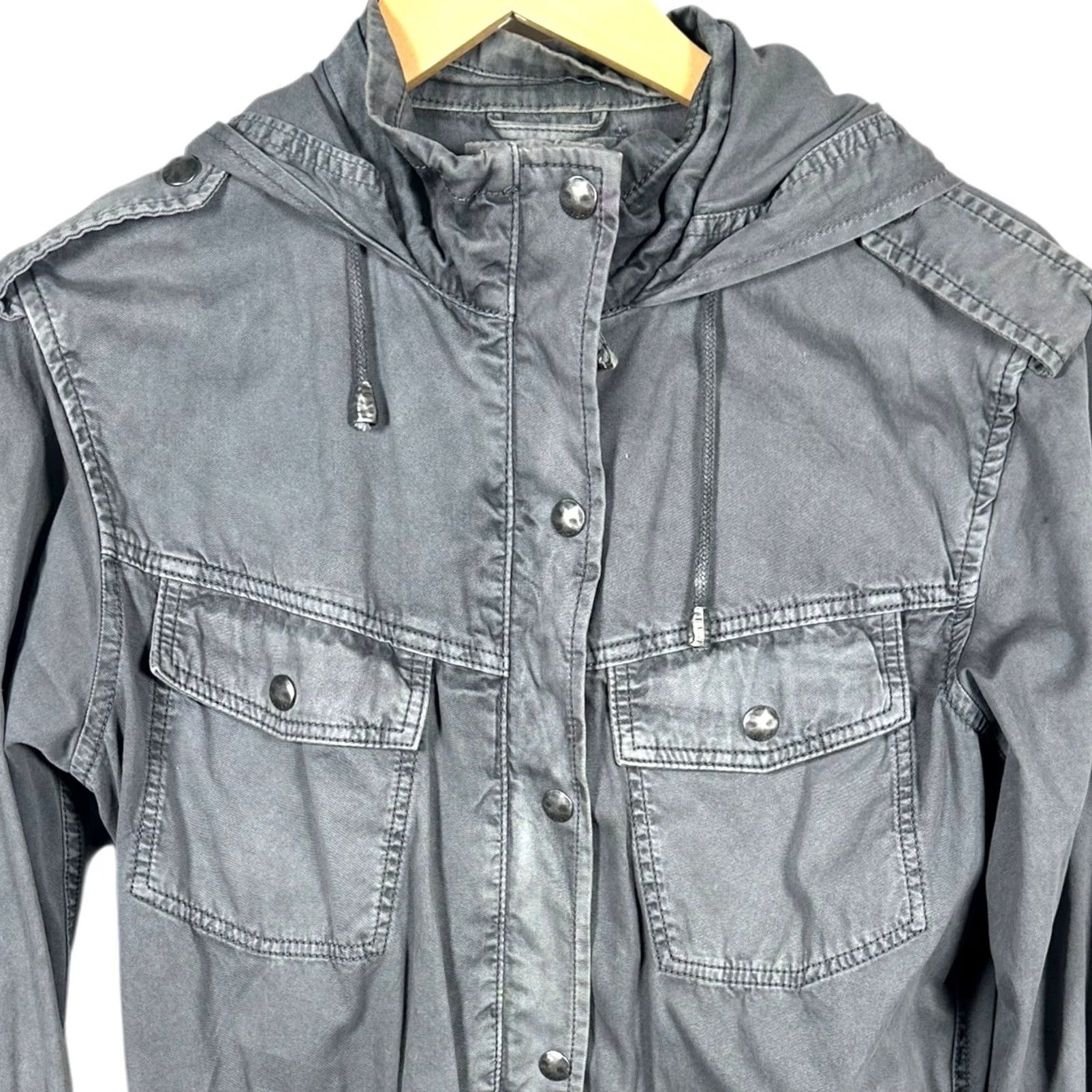Vintage Talula Women Gray Utility Jacket Hood Drawstring Size Small Size S / US 4 / IT 40 - 3 Thumbnail